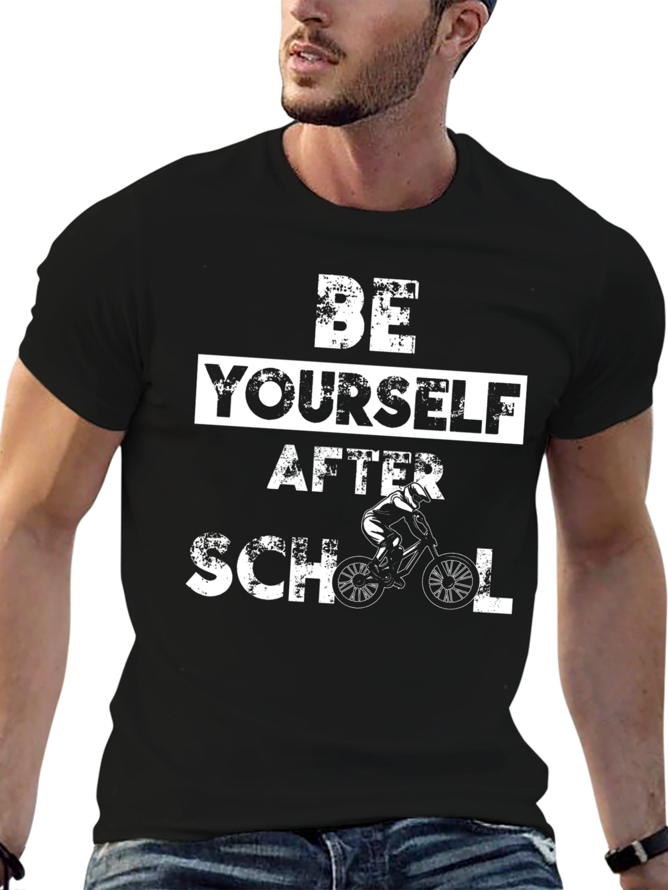 Be Yourself After School Black Graphic T-Shirt