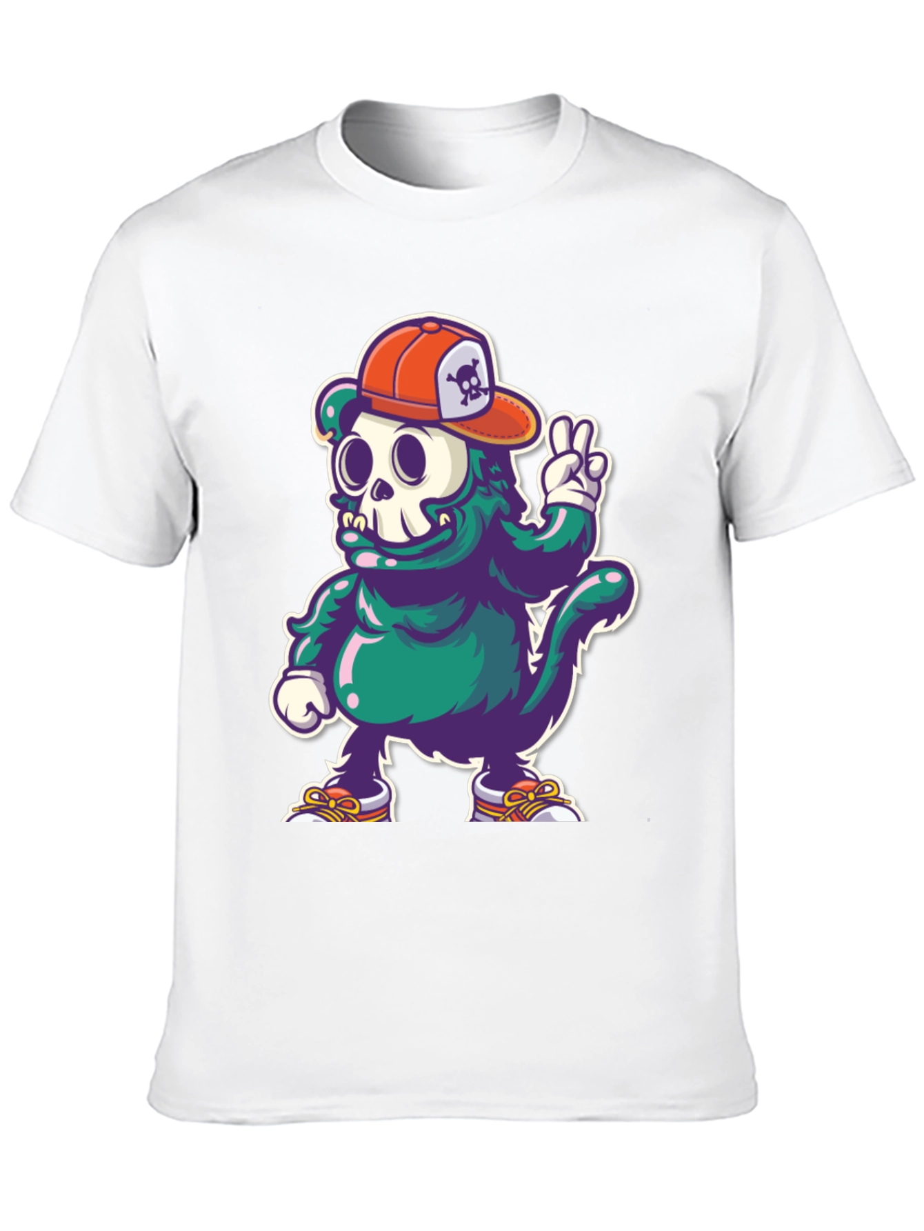 Cool Cartoon Skull Character Graphic T-Shirt