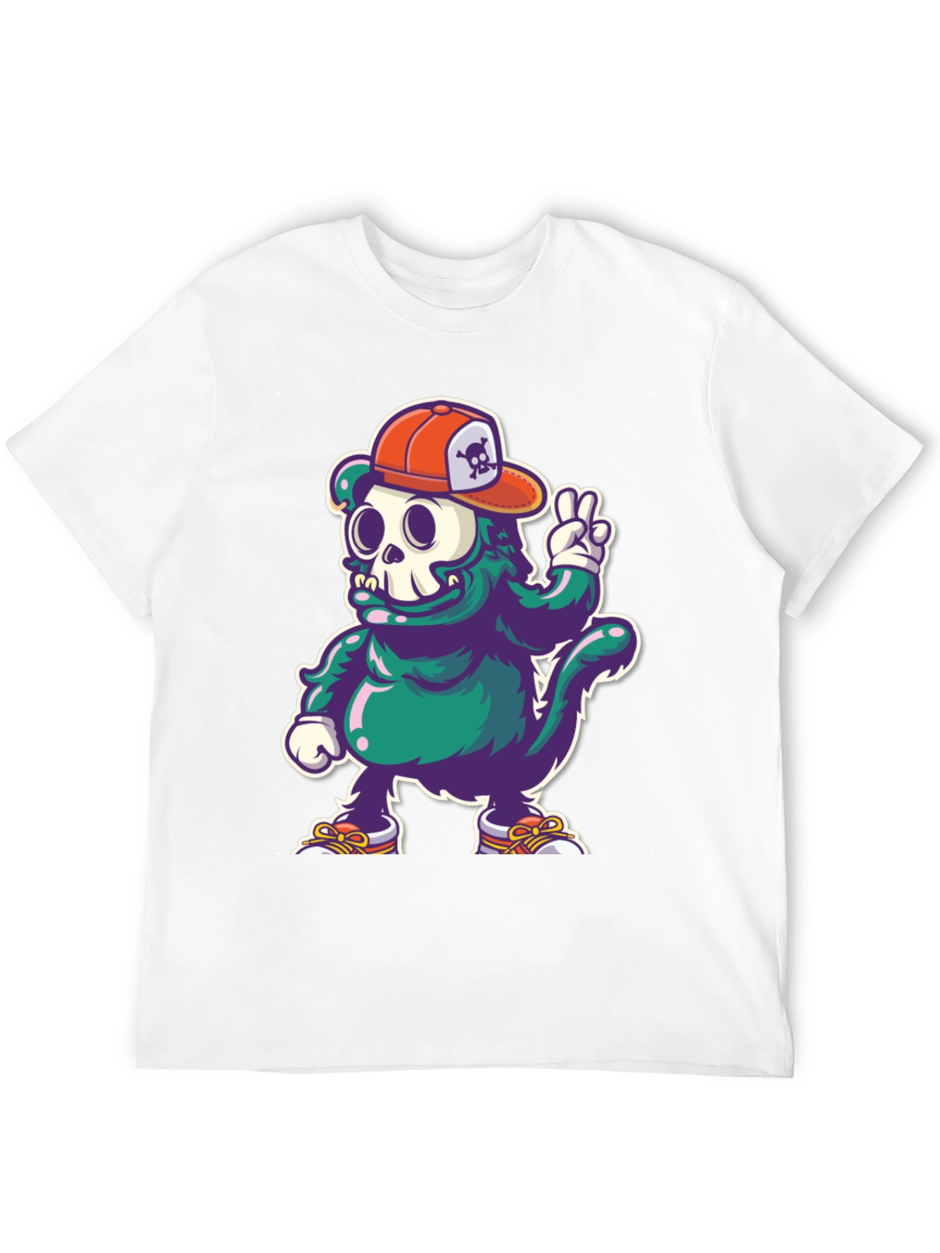 Cool Cartoon Skull Character Graphic T-Shirt