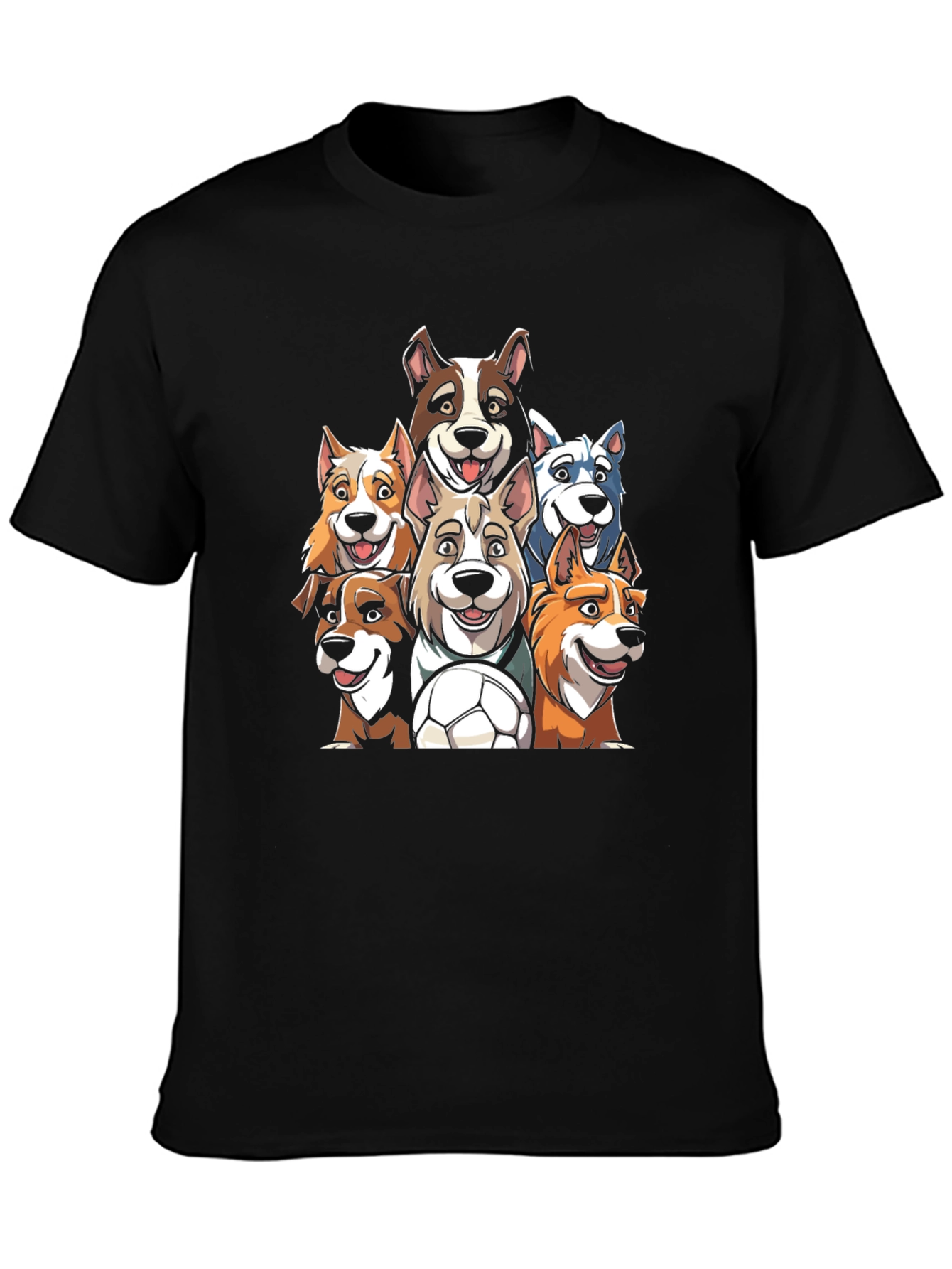Dog Soccer Team T-Shirt - Mens Black Tee