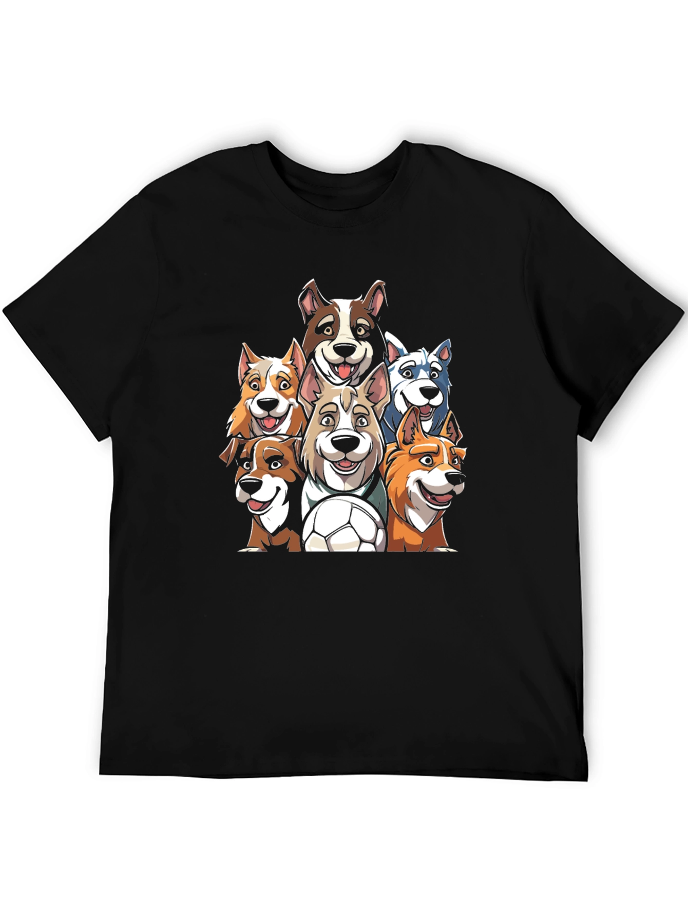 Dog Soccer Team T-Shirt - Mens Black Tee