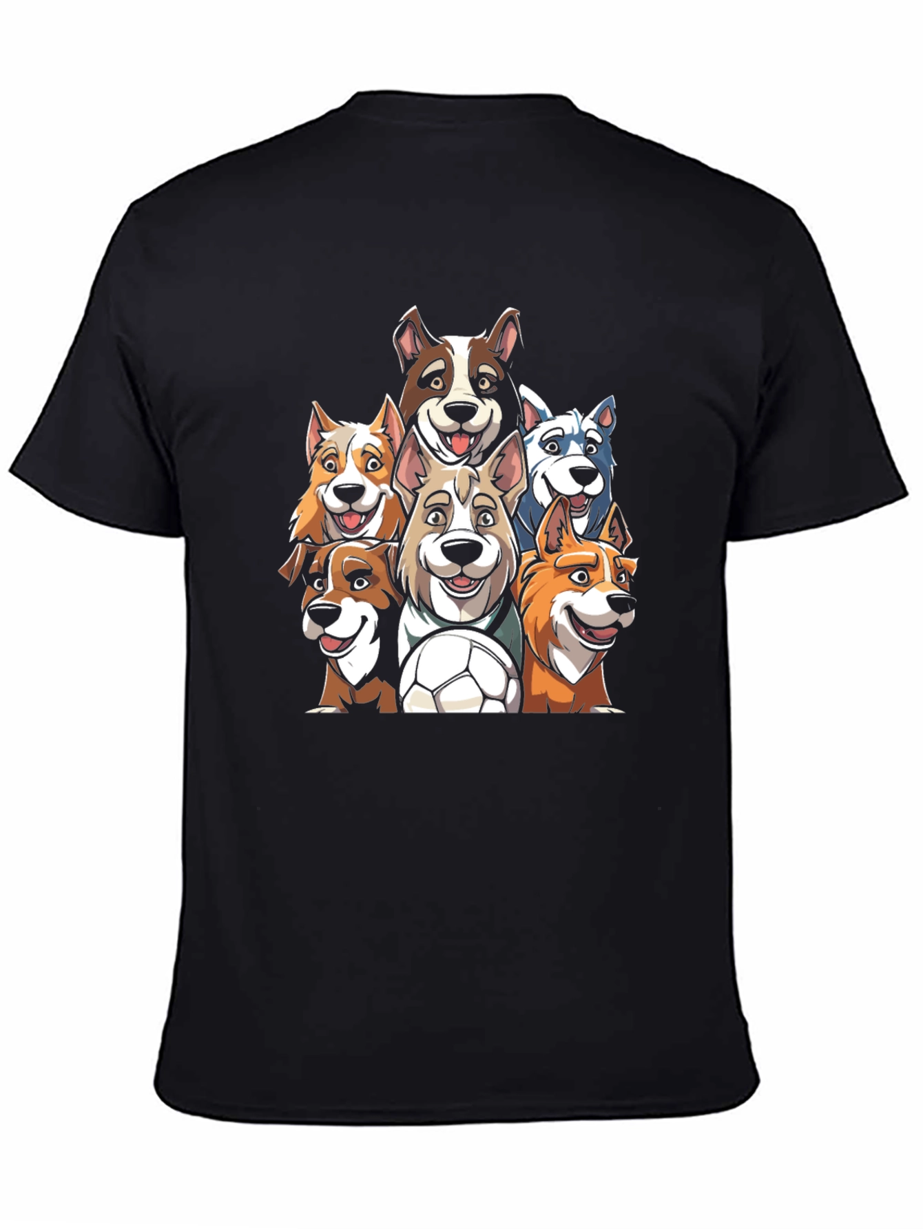 Dog Soccer Team T-Shirt - Mens Black Tee