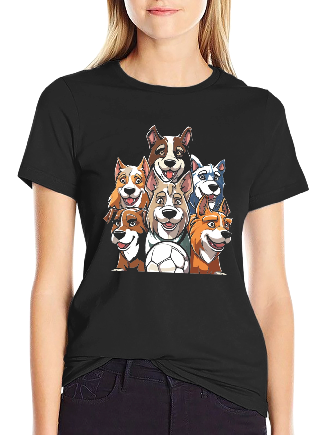 Dog Soccer Team T-Shirt - Mens Black Tee