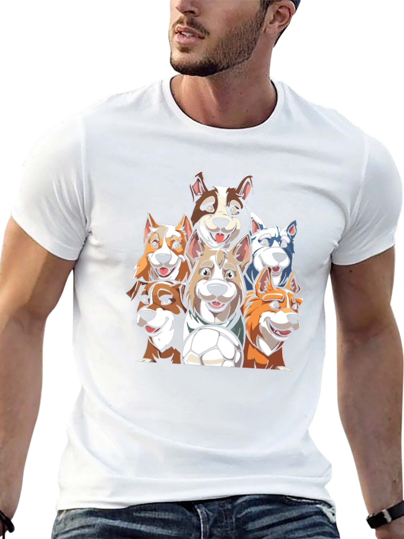 Dog Soccer Team T-Shirt - Mens Black Tee