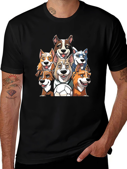 Dog Soccer Team T-Shirt - Mens Black Tee