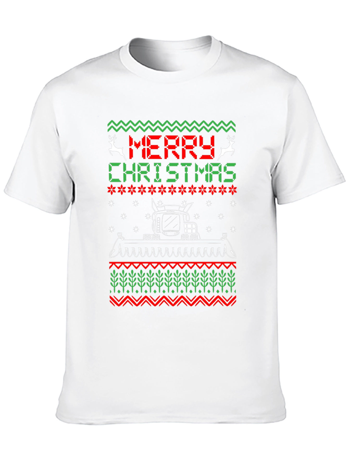 Christmas Tractor Ugly Sweater Style Tee