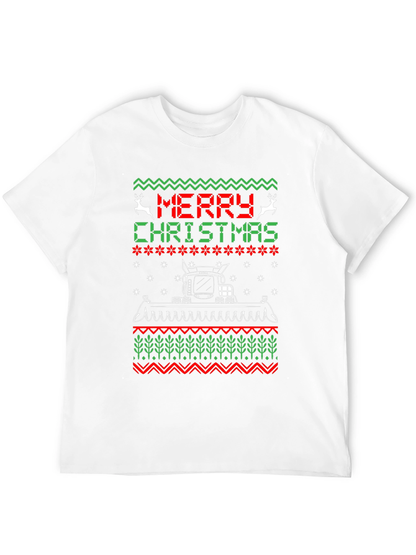 Christmas Tractor Ugly Sweater Style Tee