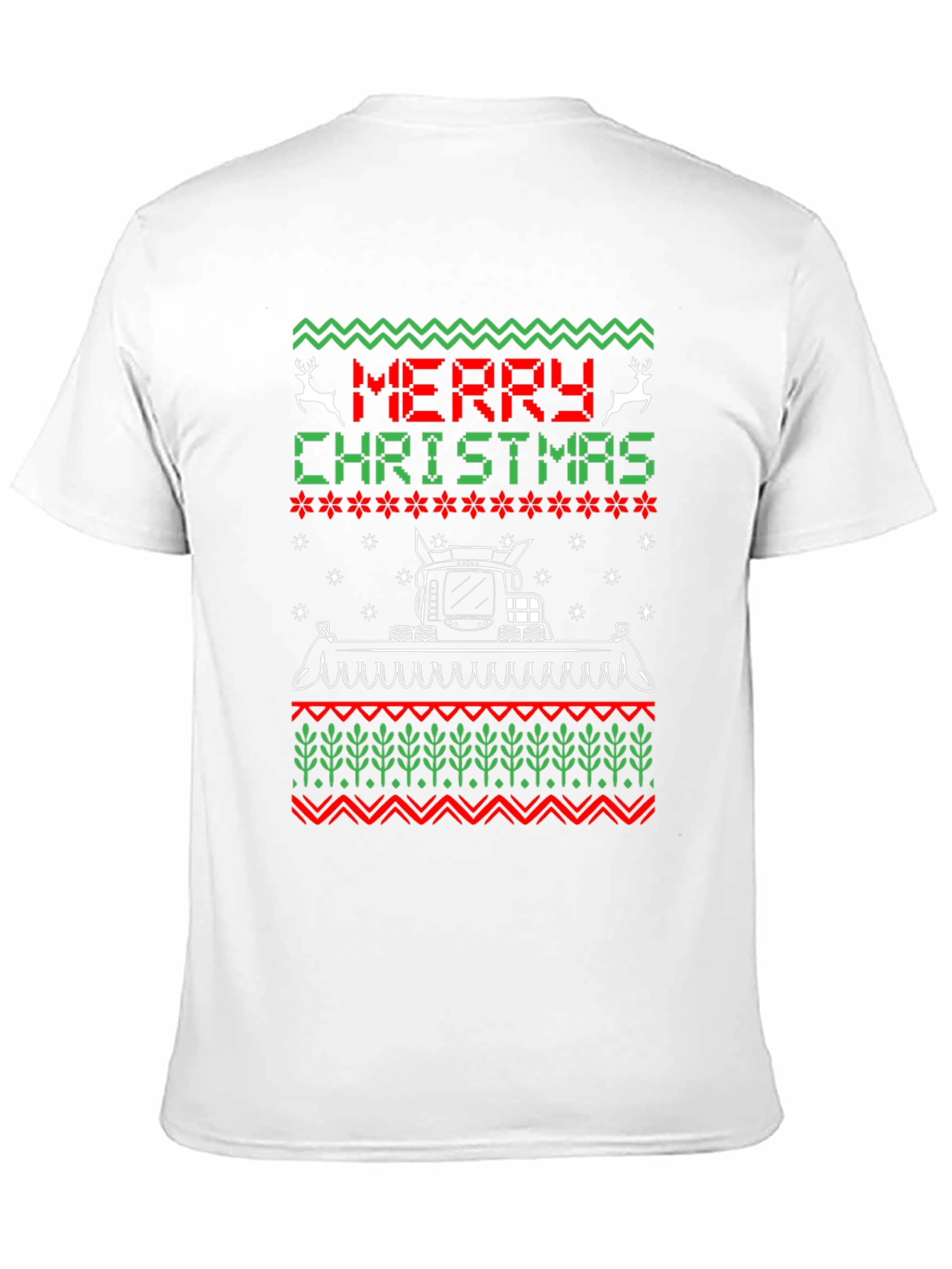 Christmas Tractor Ugly Sweater Style Tee