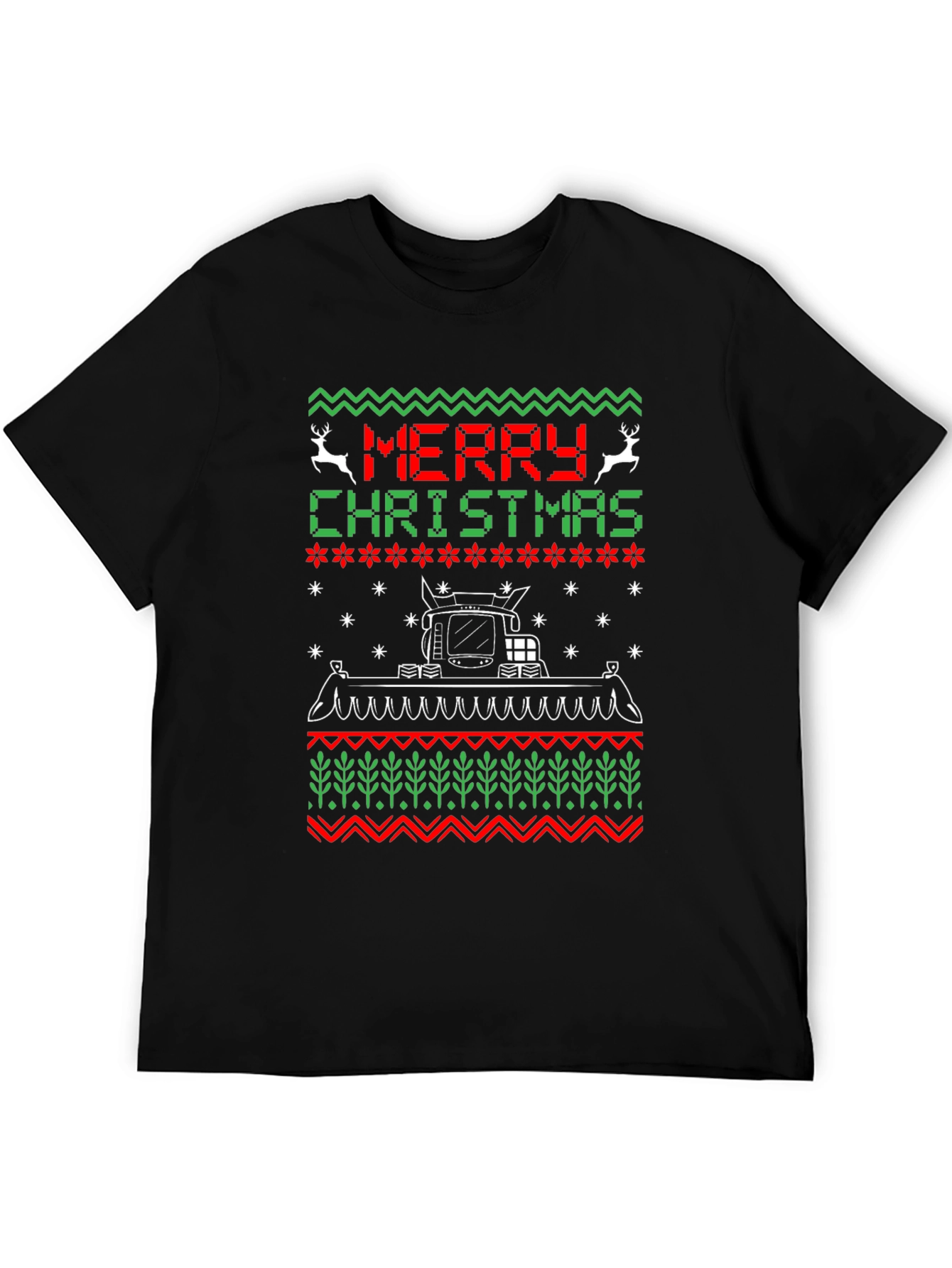 Christmas Tractor Ugly Sweater Style Tee