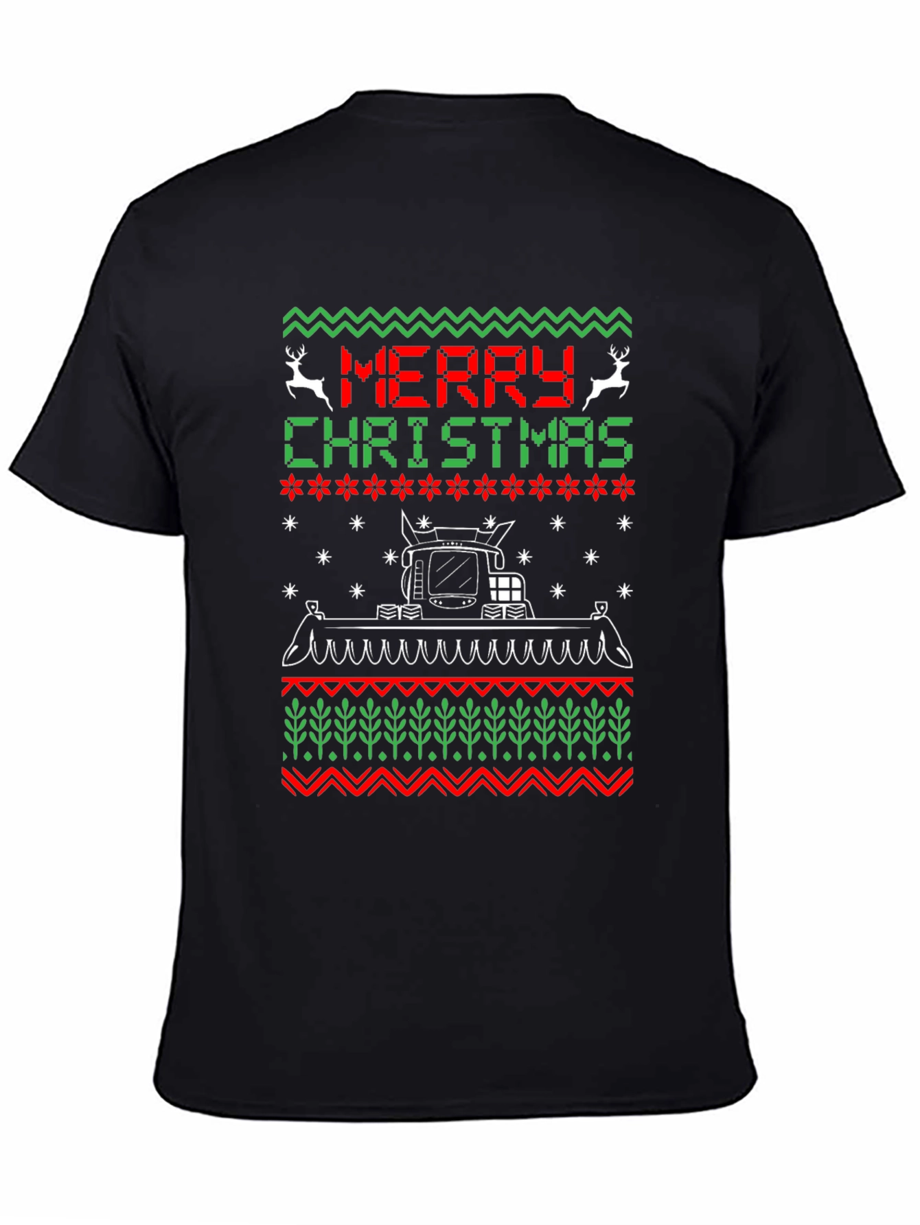 Christmas Tractor Ugly Sweater Style Tee