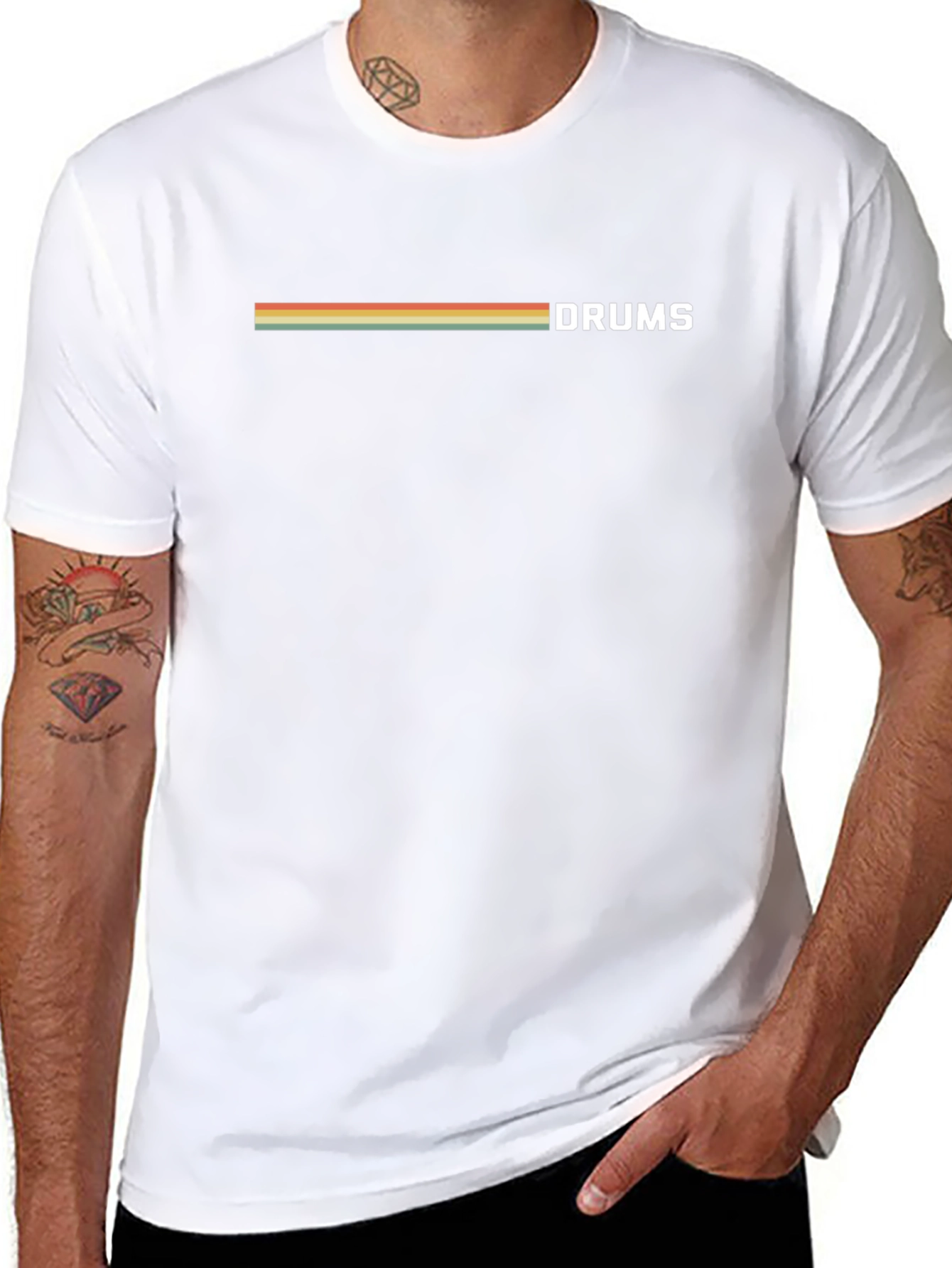 Retro Stripe DRUMS Graphic T-Shirt - Classic Band Tee