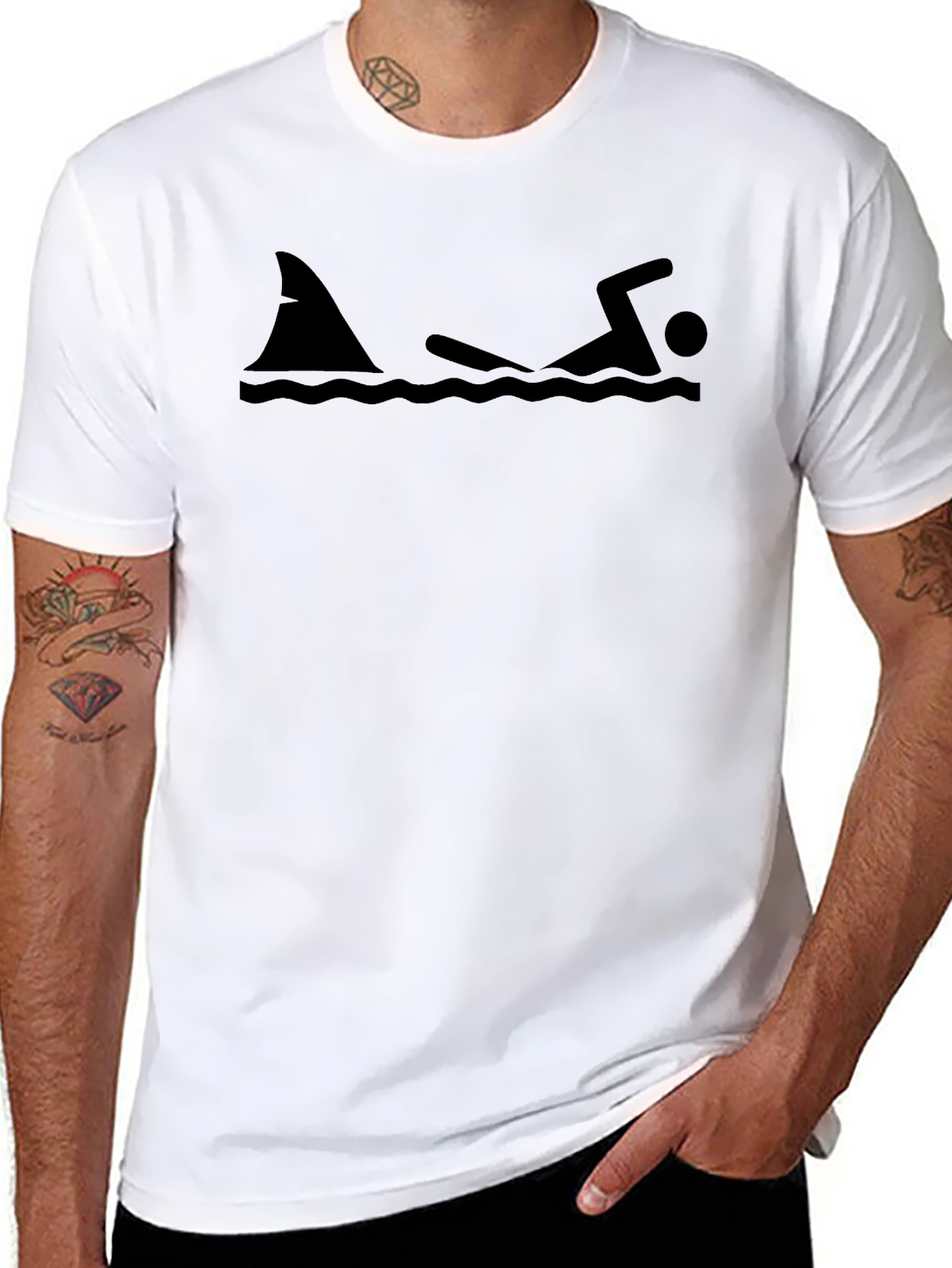 Shark Attack Graphic T-Shirt - Swimmer Humor Tee