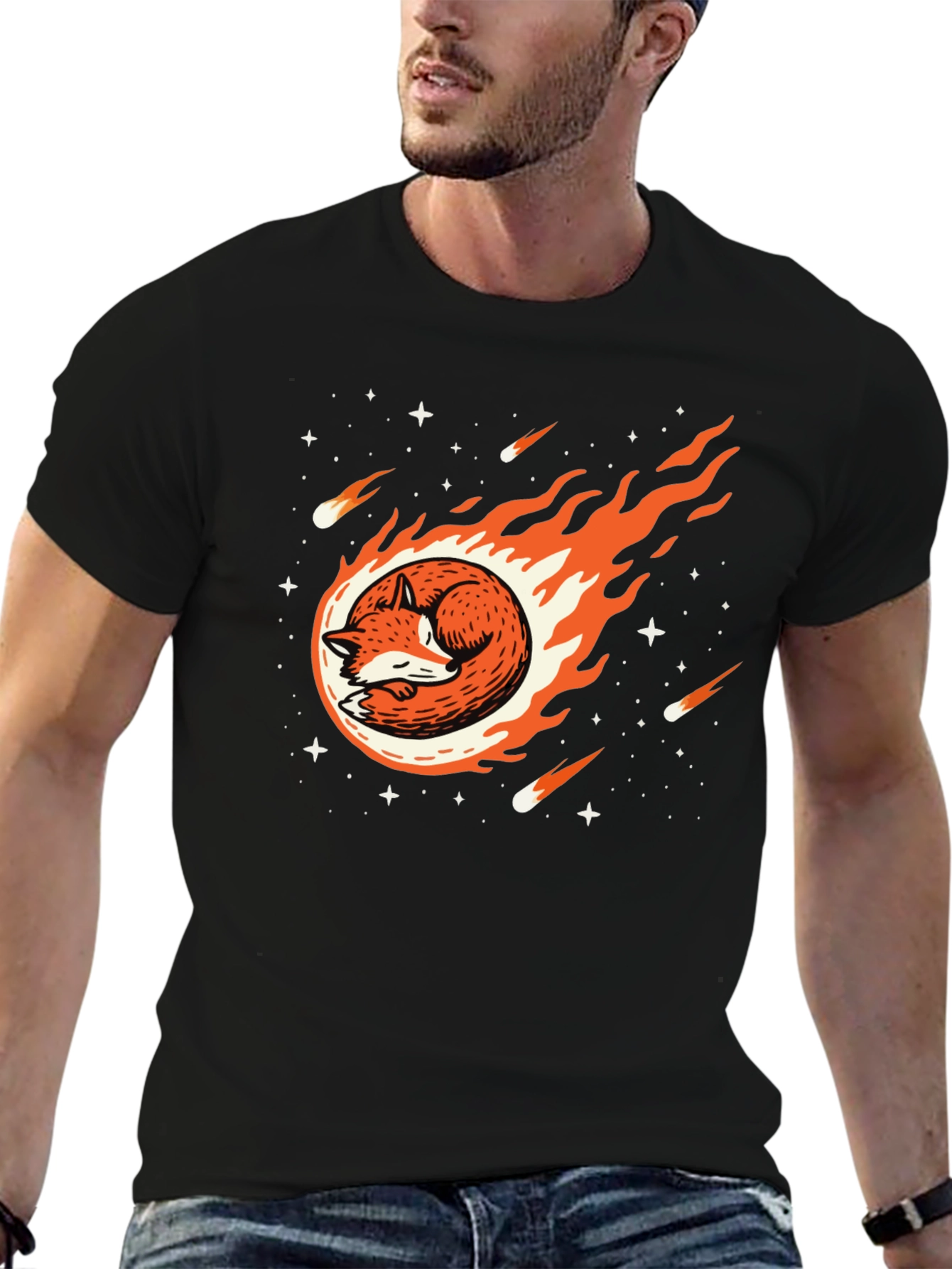 Cosmic Fox Black T-Shirt