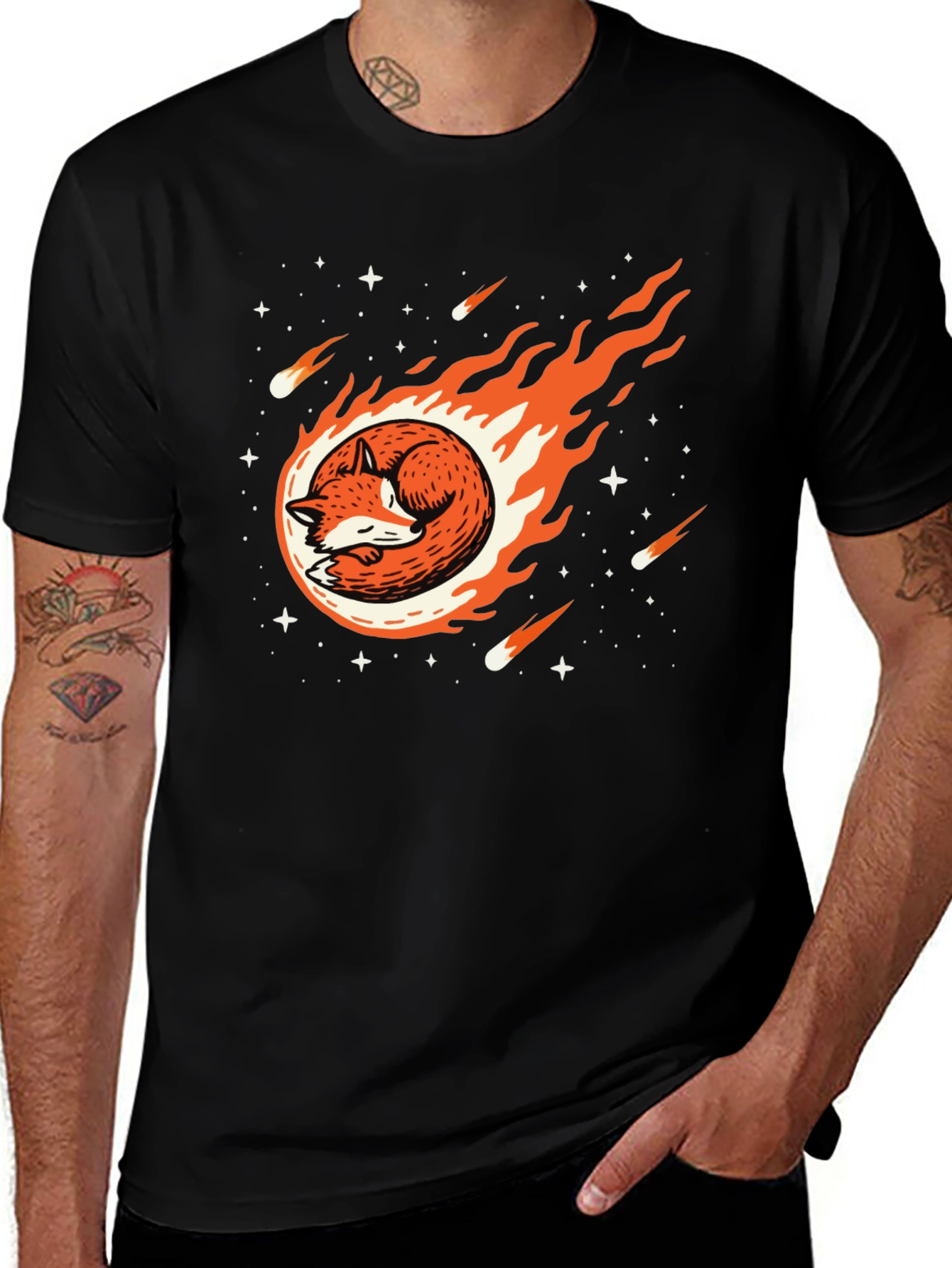 Cosmic Fox Black T-Shirt
