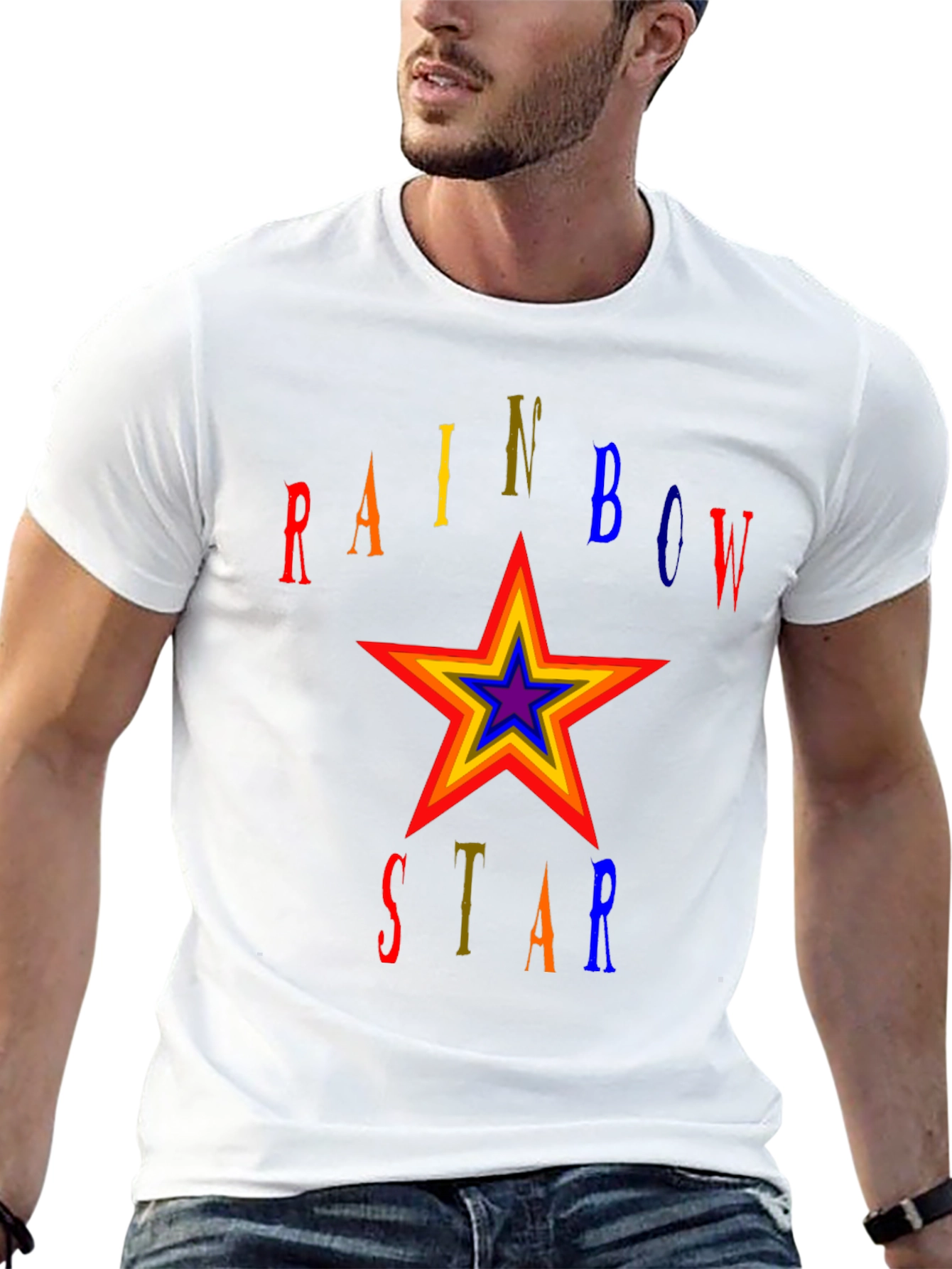 Rainbow Star Graphic T-Shirt - Bold Statement Tee