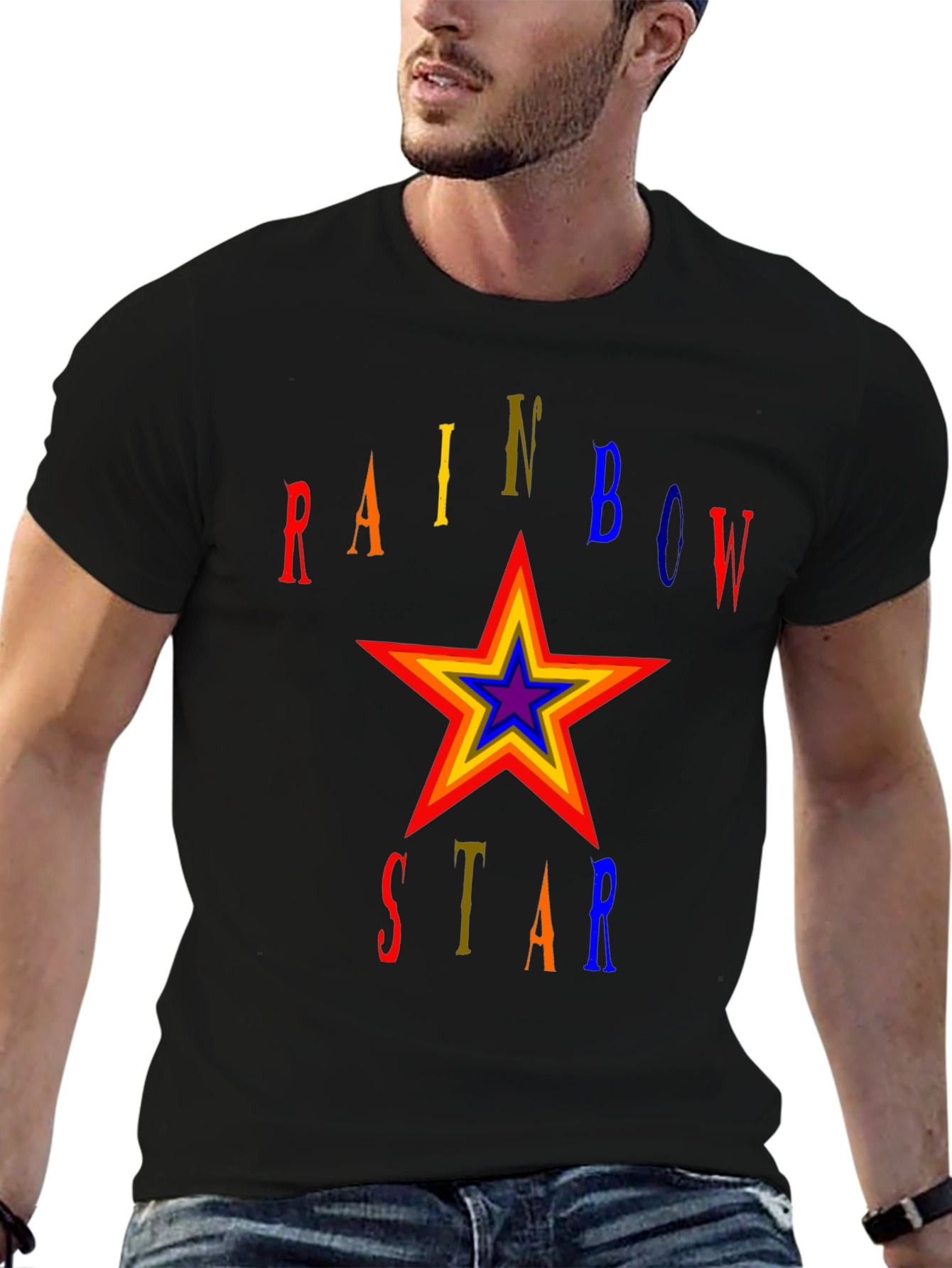 Rainbow Star Graphic T-Shirt - Bold Statement Tee