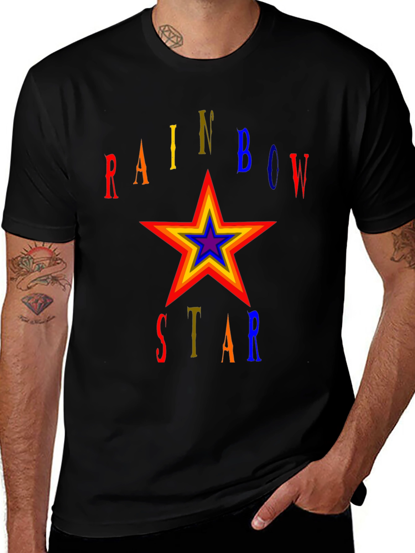 Rainbow Star Graphic T-Shirt - Bold Statement Tee