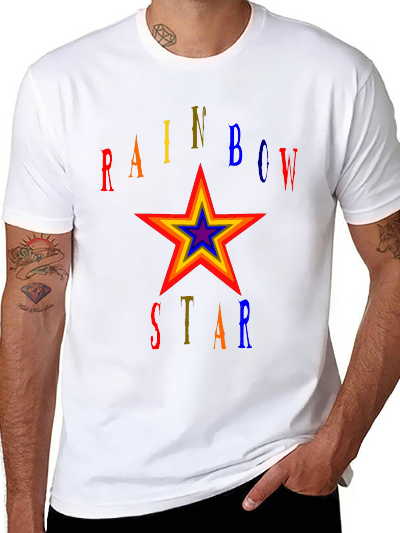 Rainbow Star Graphic T-Shirt - Bold Statement Tee