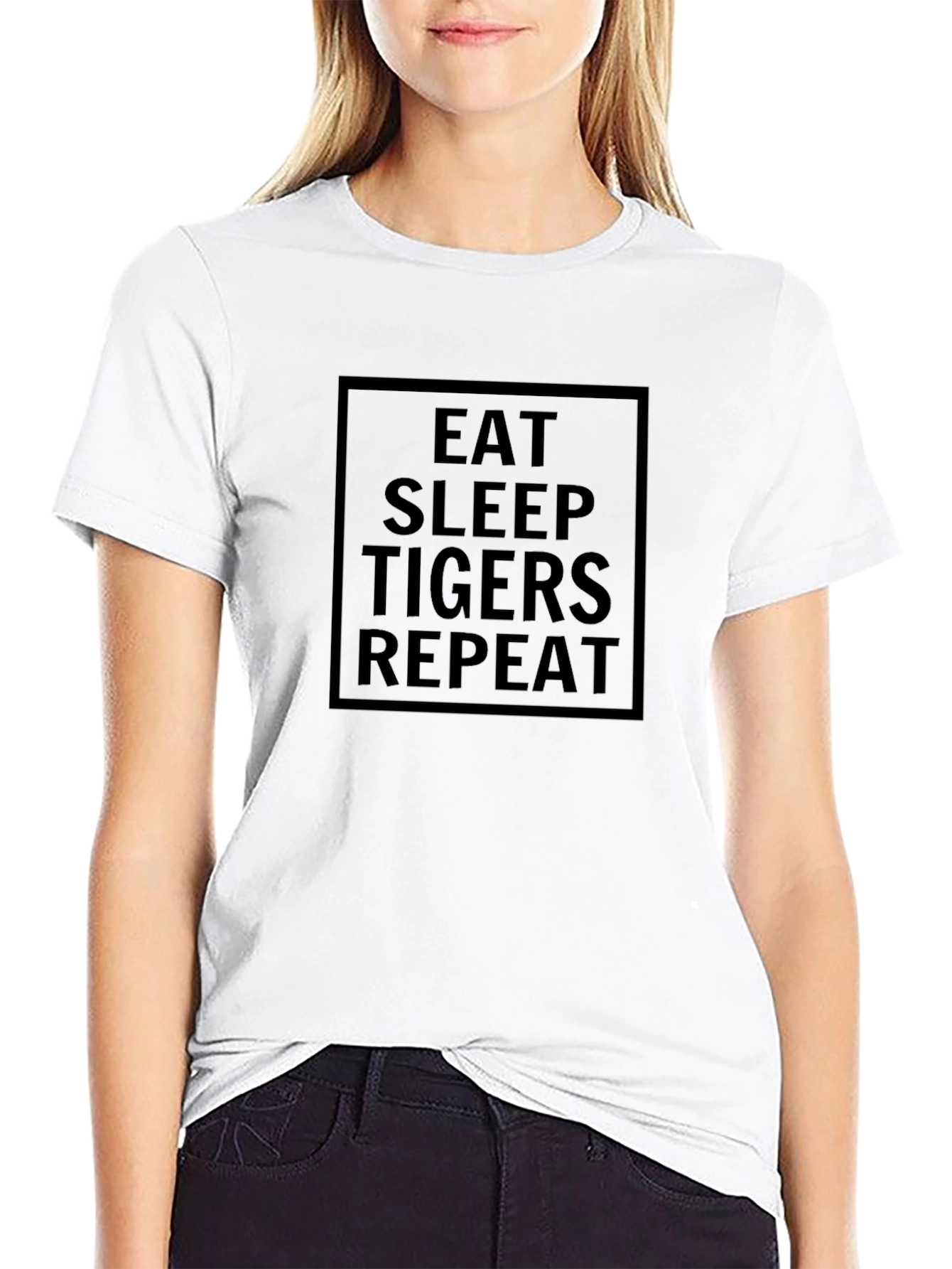 Eat Sleep Tigers Repeat Black T-Shirt