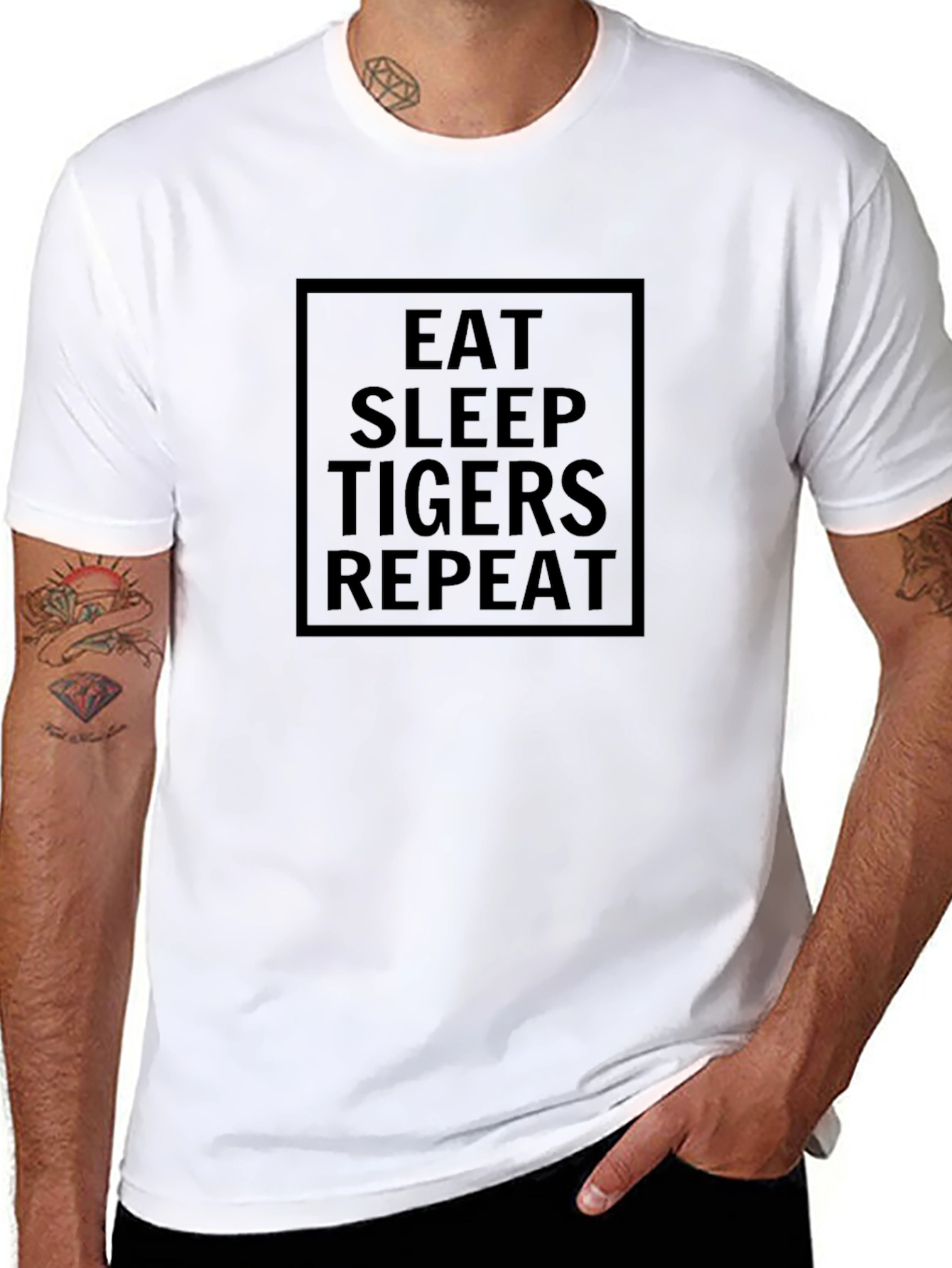 Eat Sleep Tigers Repeat Black T-Shirt