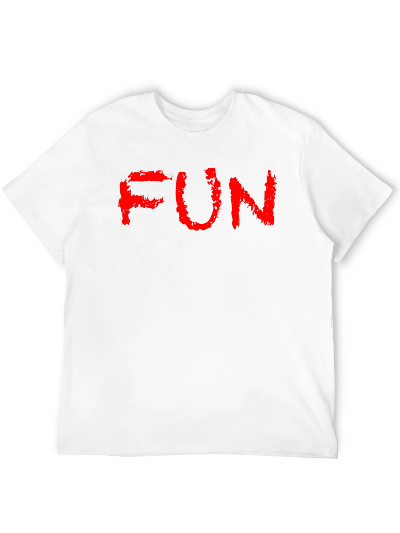 FUN Red Text Black Cotton T-Shirt