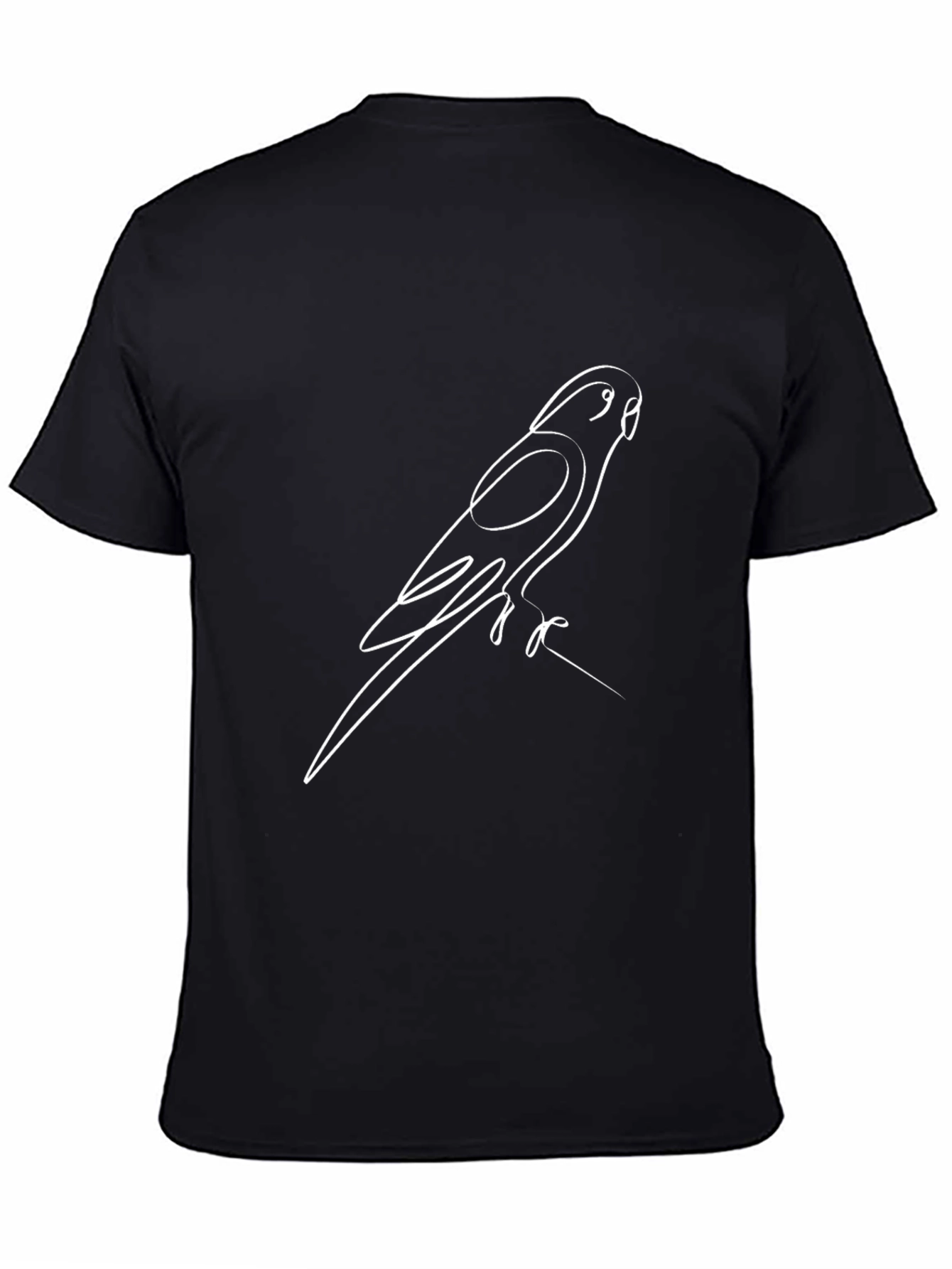 Parrot Line Art Black T-Shirt