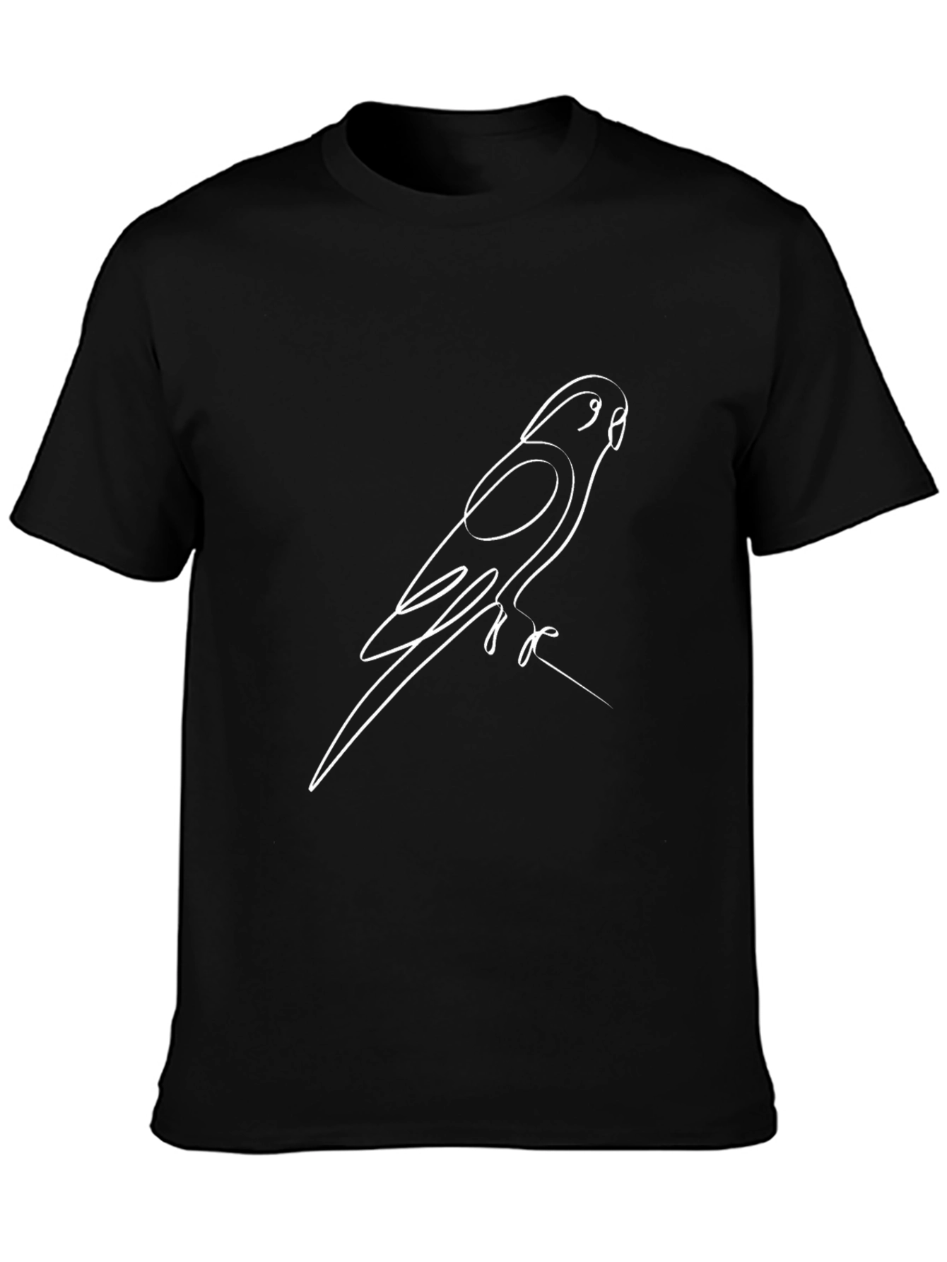 Parrot Line Art Black T-Shirt