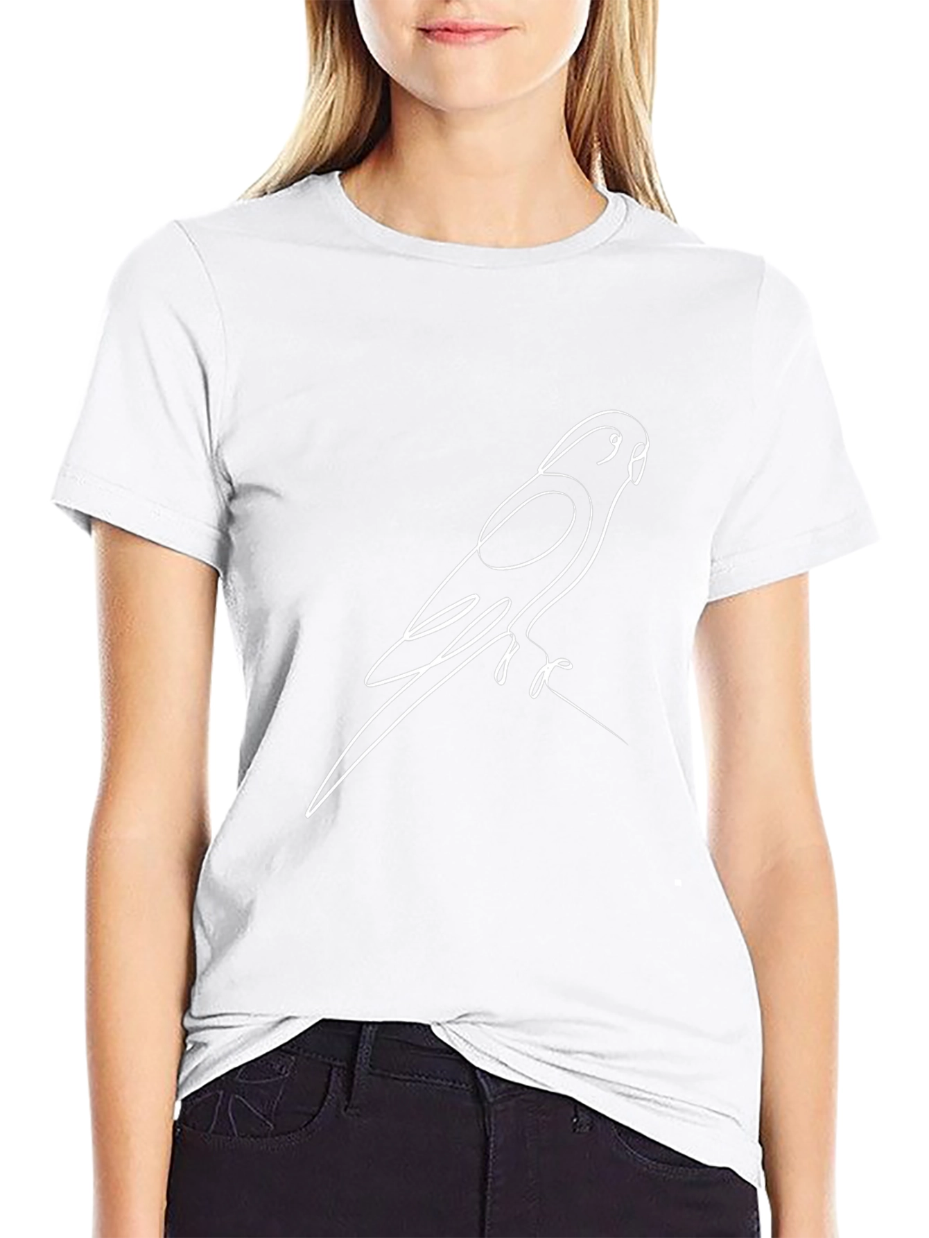 Parrot Line Art Black T-Shirt