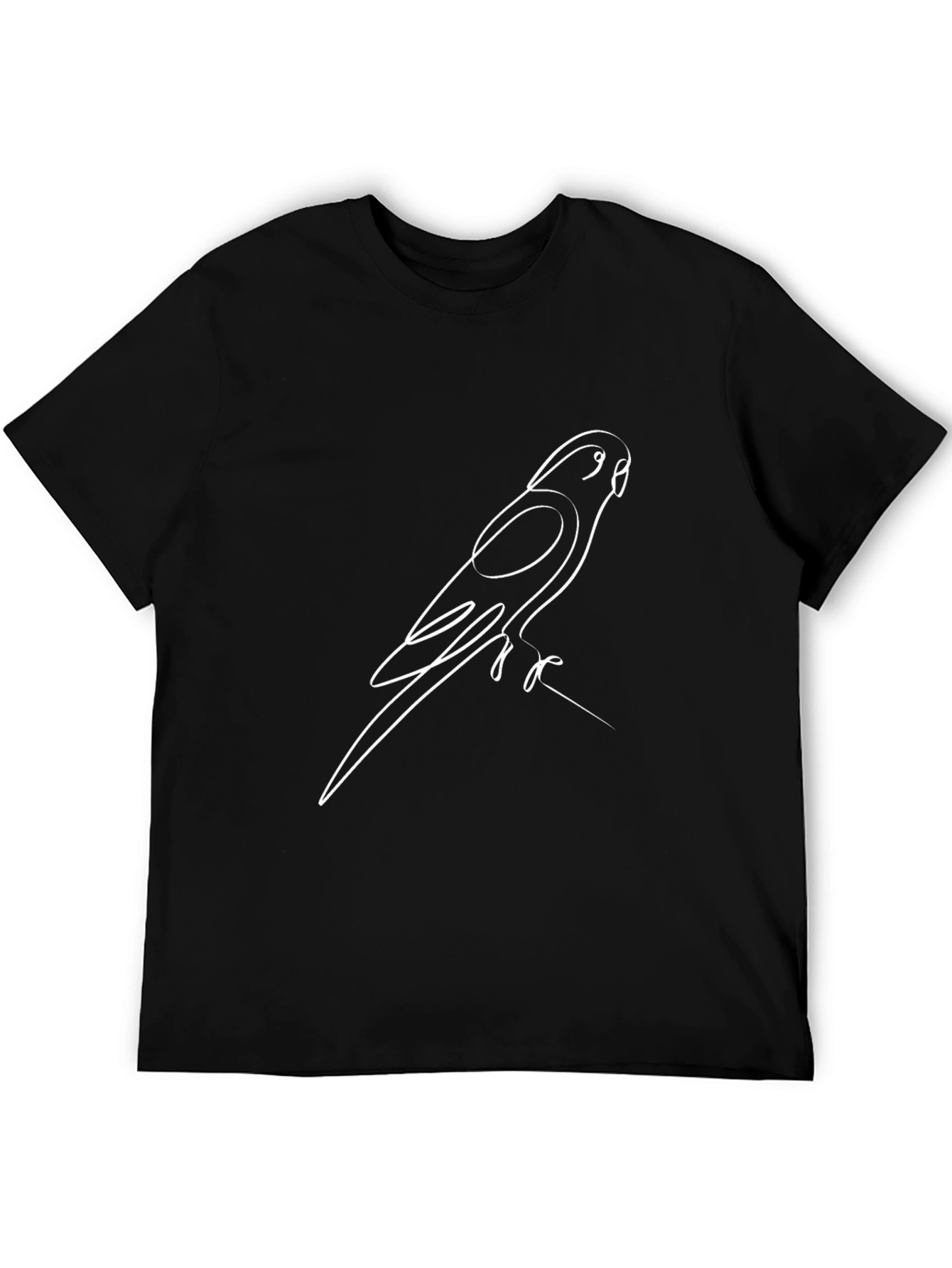 Parrot Line Art Black T-Shirt