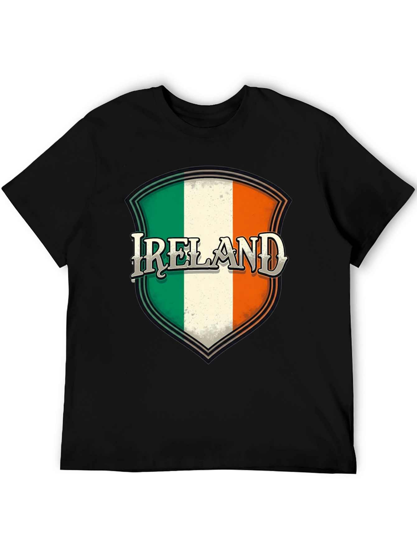 Ireland Flag Shield Graphic Black T-Shirt