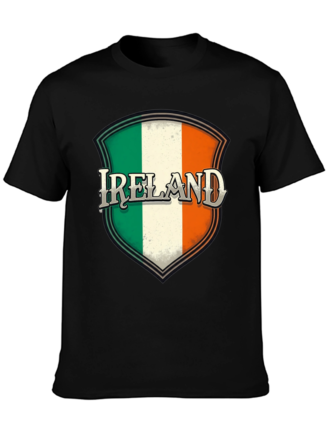 Ireland Flag Shield Graphic Black T-Shirt