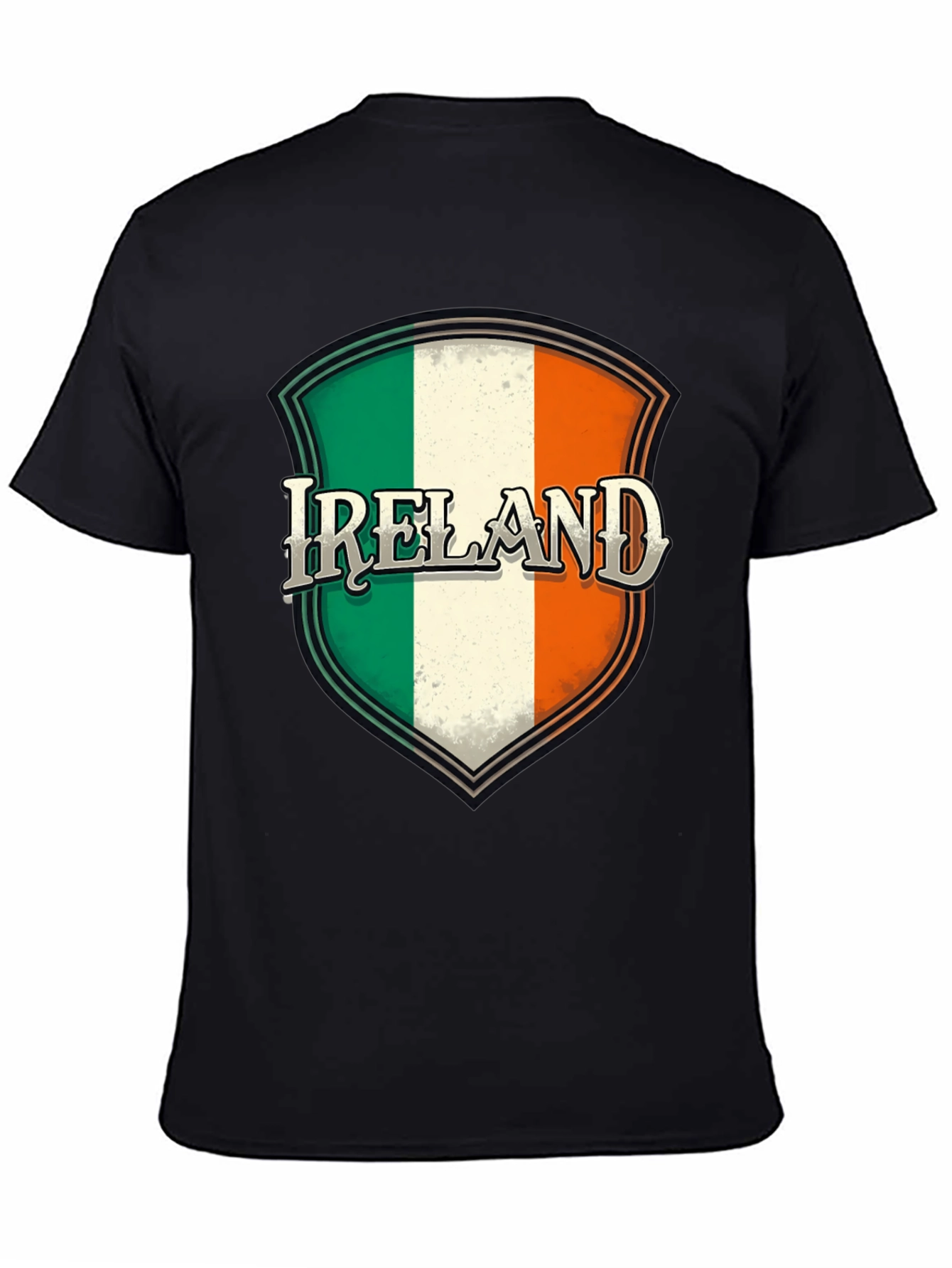 Ireland Flag Shield Graphic Black T-Shirt