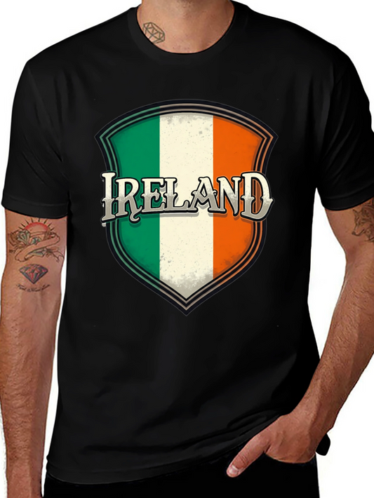 Ireland Flag Shield Graphic Black T-Shirt