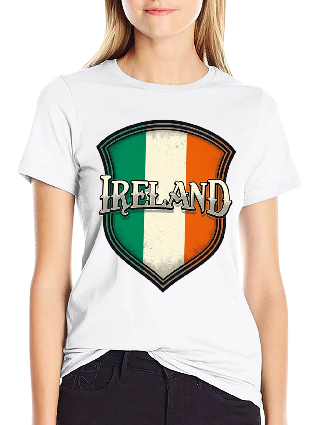 Ireland Flag Shield Graphic Black T-Shirt