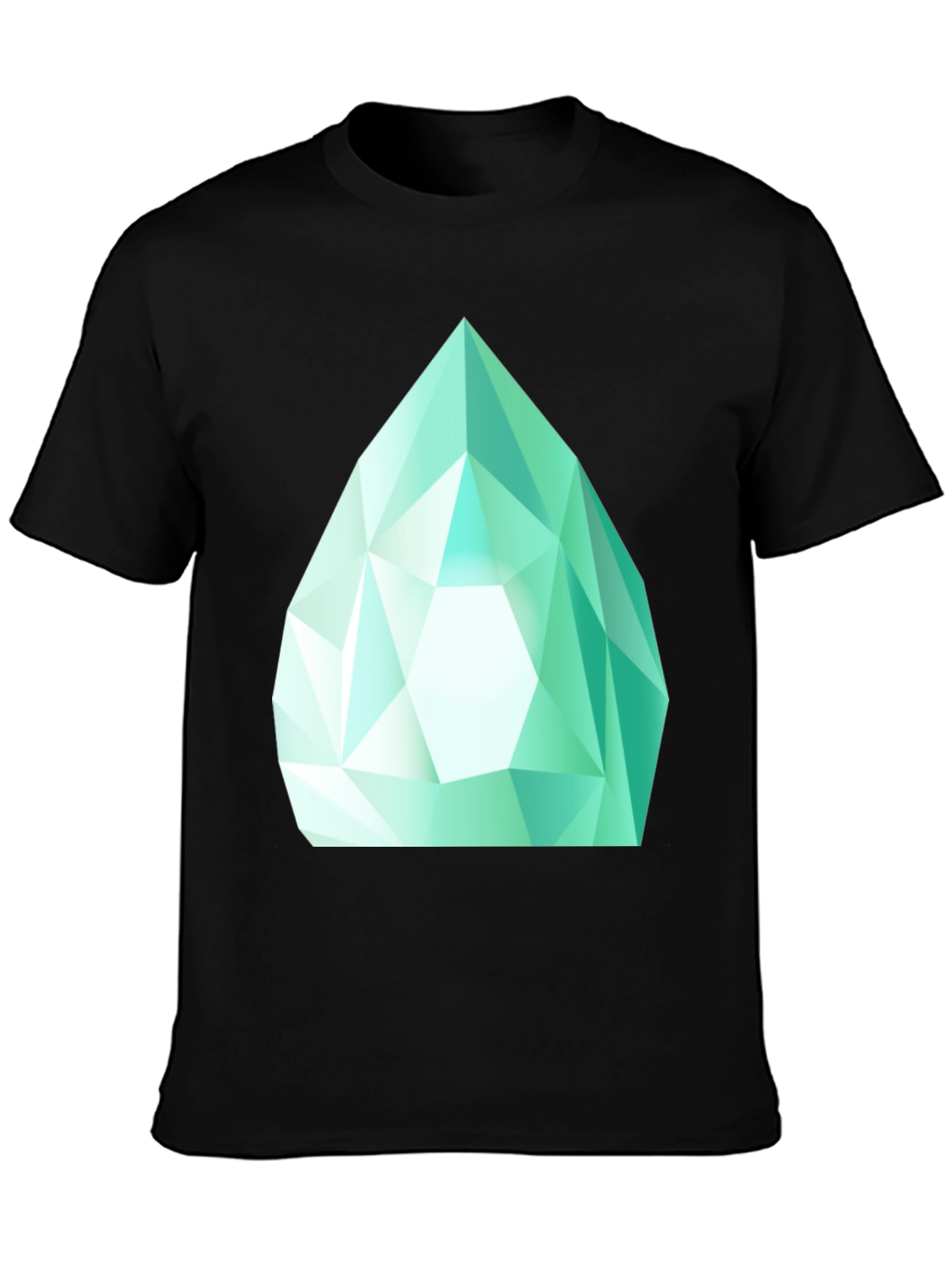 Emerald Gem Graphic Tee - Sleek Black Cotton Shirt