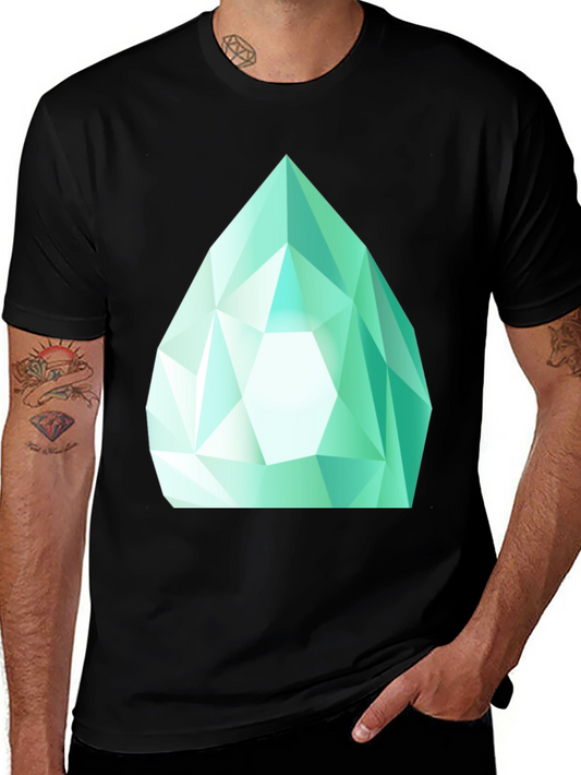 Emerald Gem Graphic Tee - Sleek Black Cotton Shirt