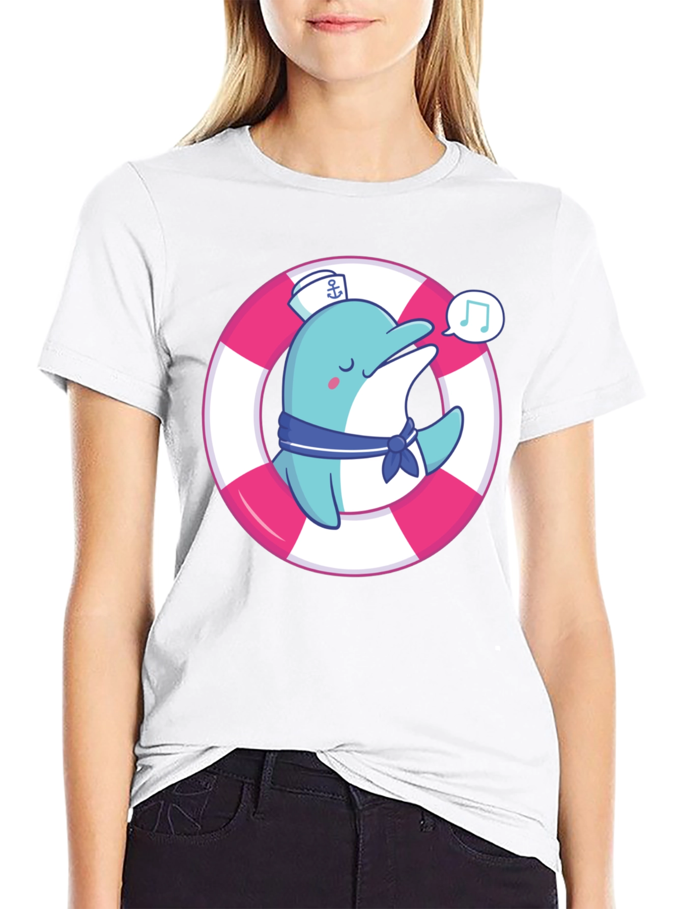 Cute Dolphin Sailor T-Shirt - Summer Style