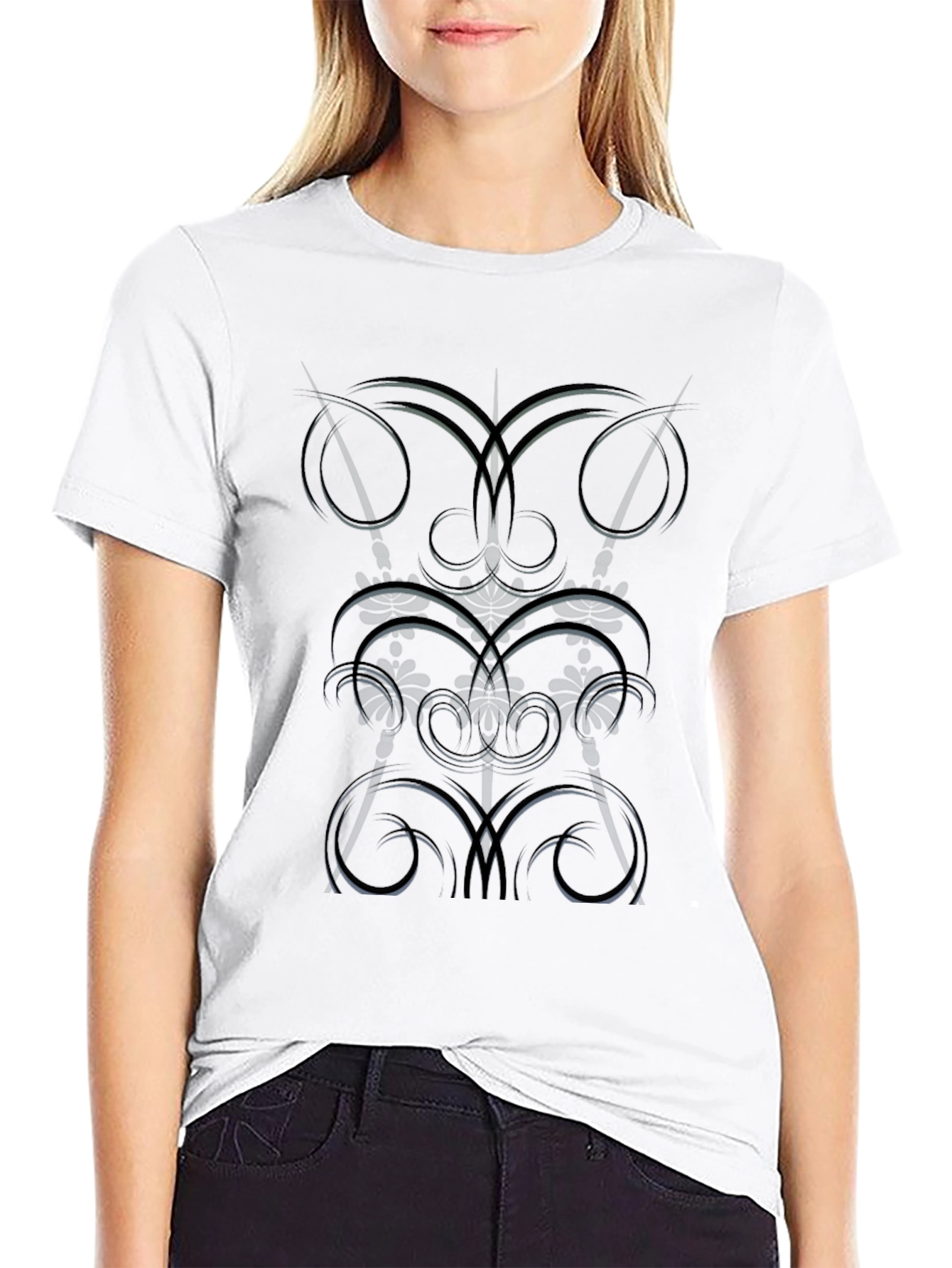 Abstract Pattern Black Graphic Tee