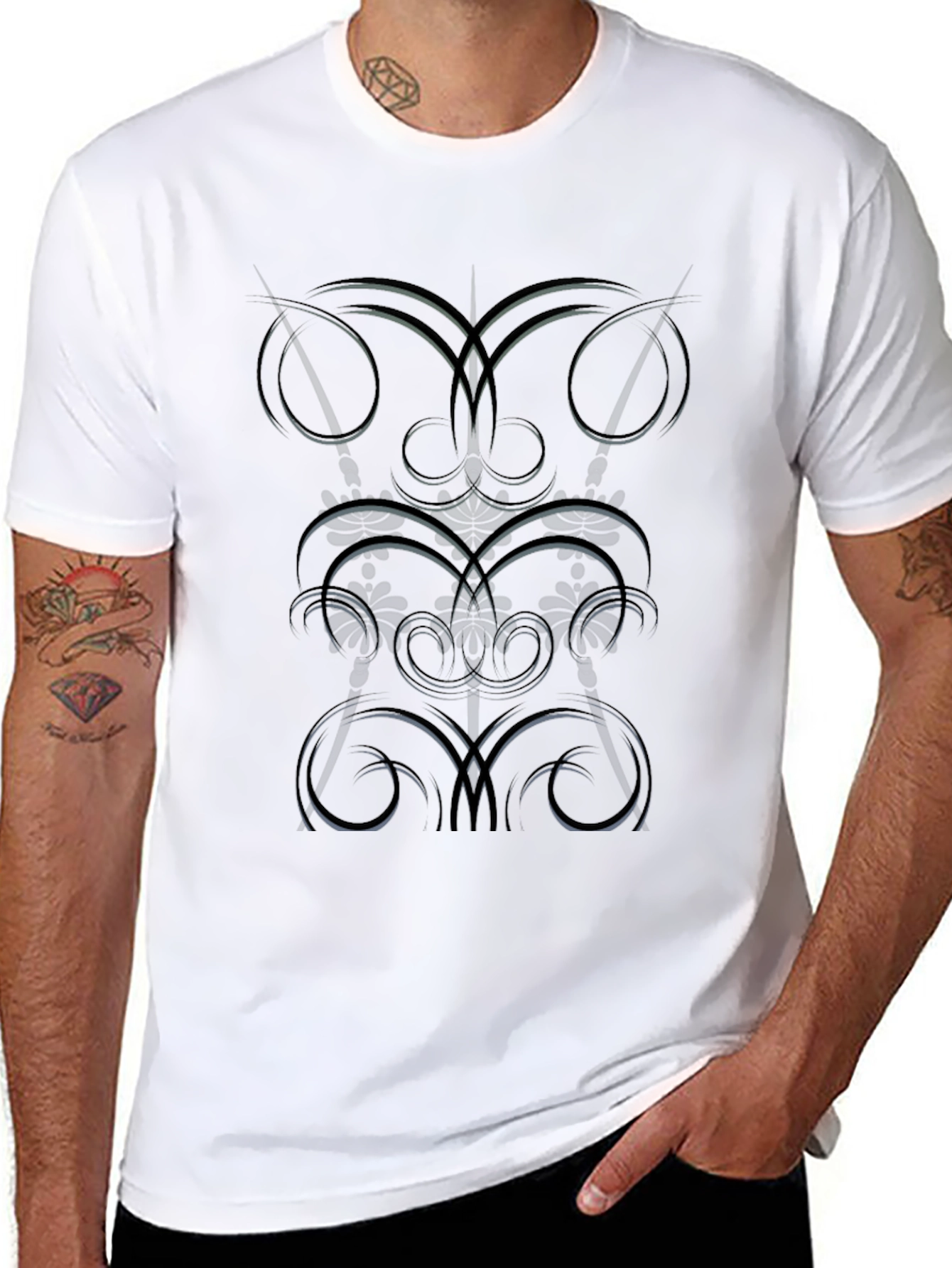 Abstract Pattern Black Graphic Tee