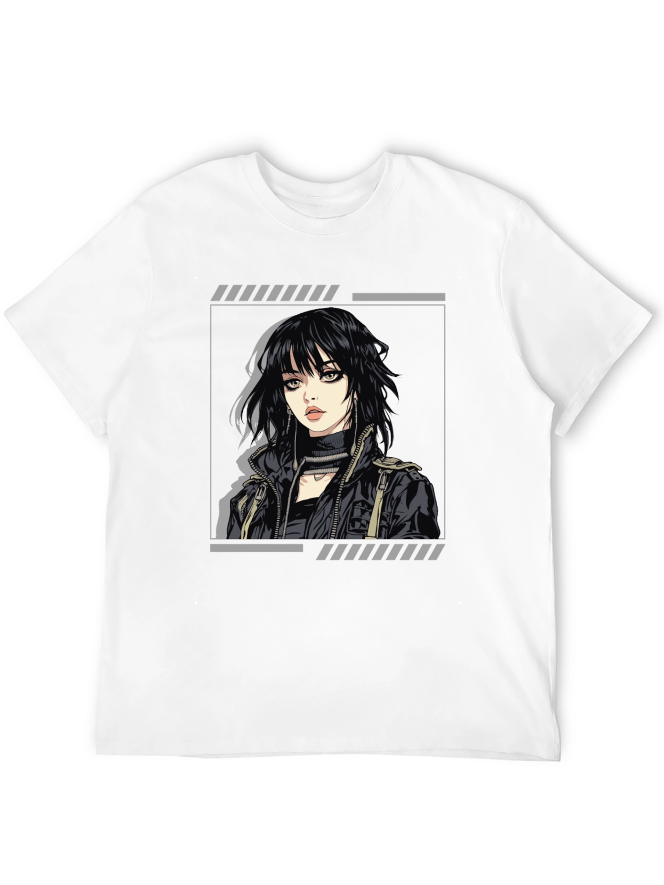 Edgy Anime Girl Graphic Black T-Shirt