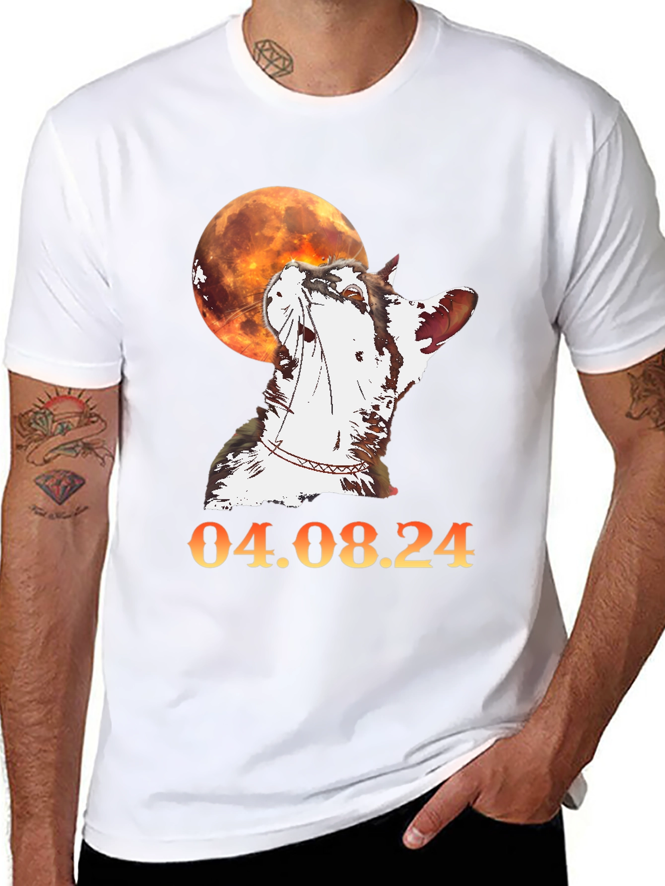 Cat & Moon Graphic T-Shirt - 04.08.24 Design