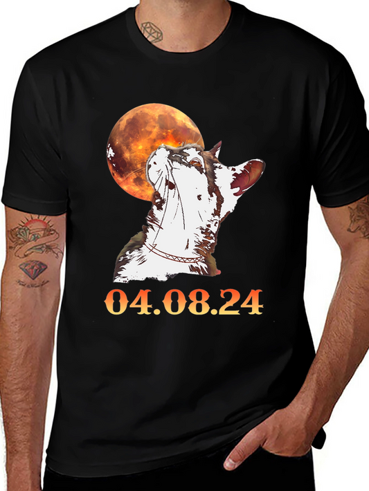 Cat & Moon Graphic T-Shirt - 04.08.24 Design