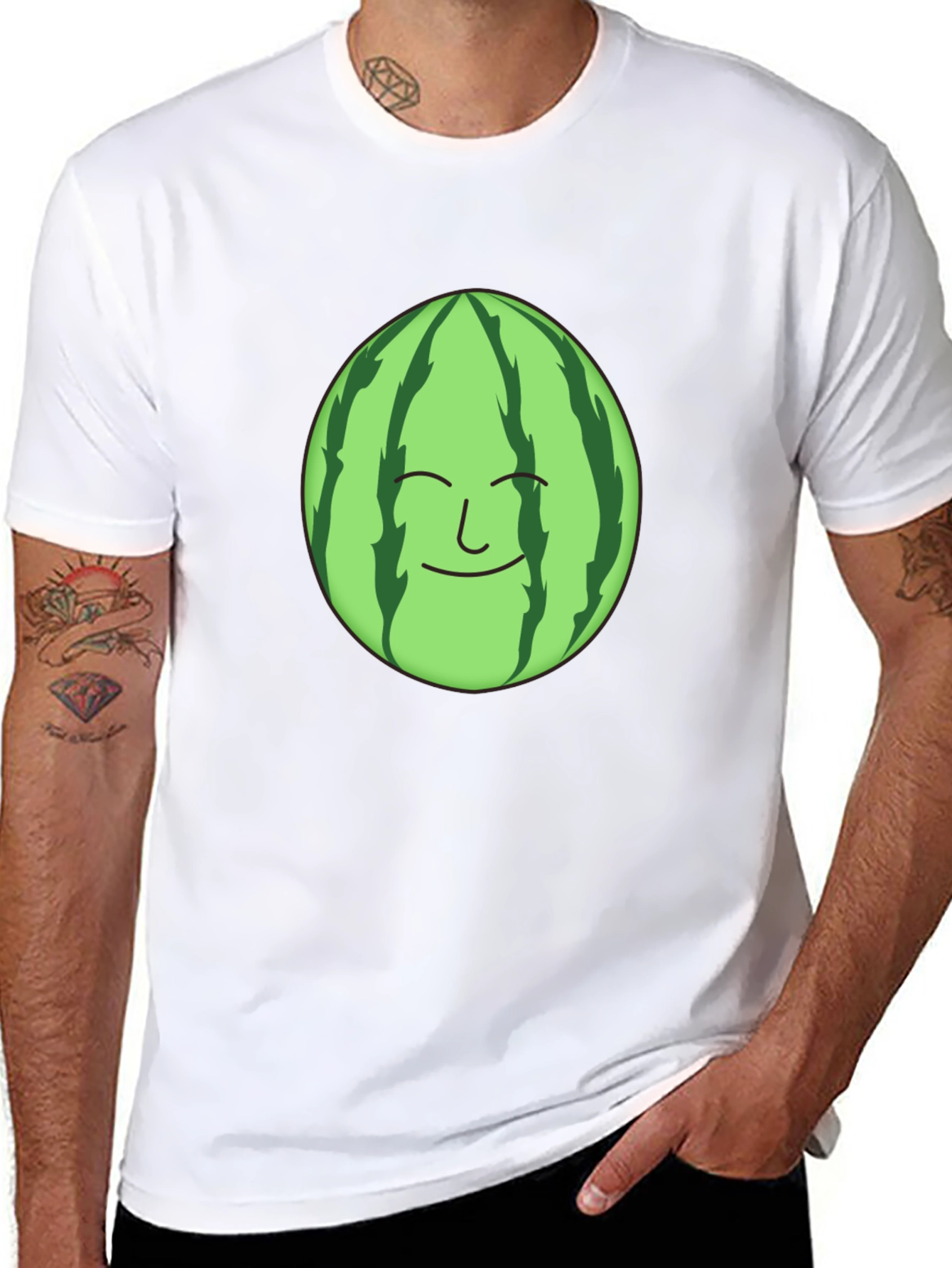 Funny Watermelon Face Graphic T-Shirt