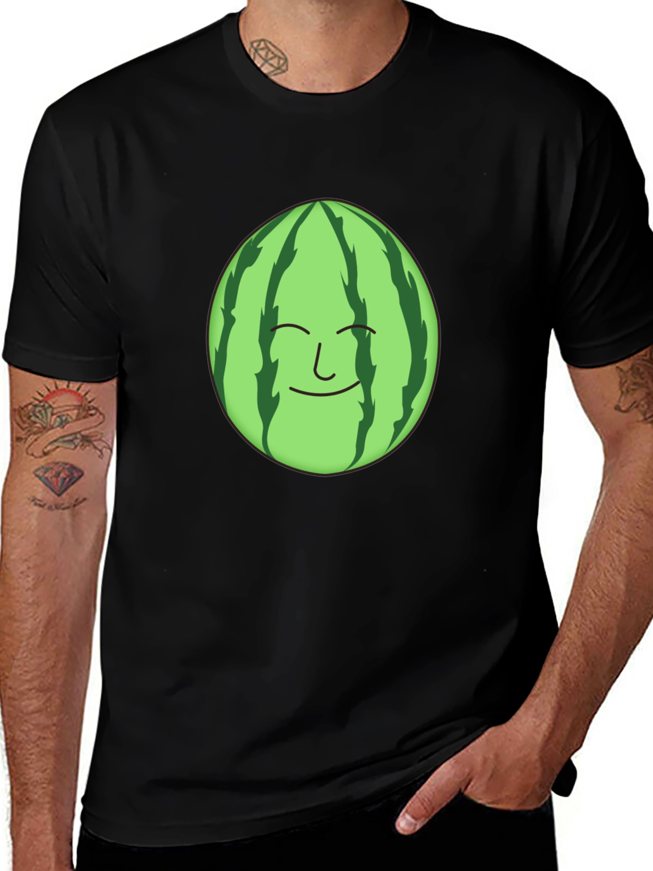 Funny Watermelon Face Graphic T-Shirt