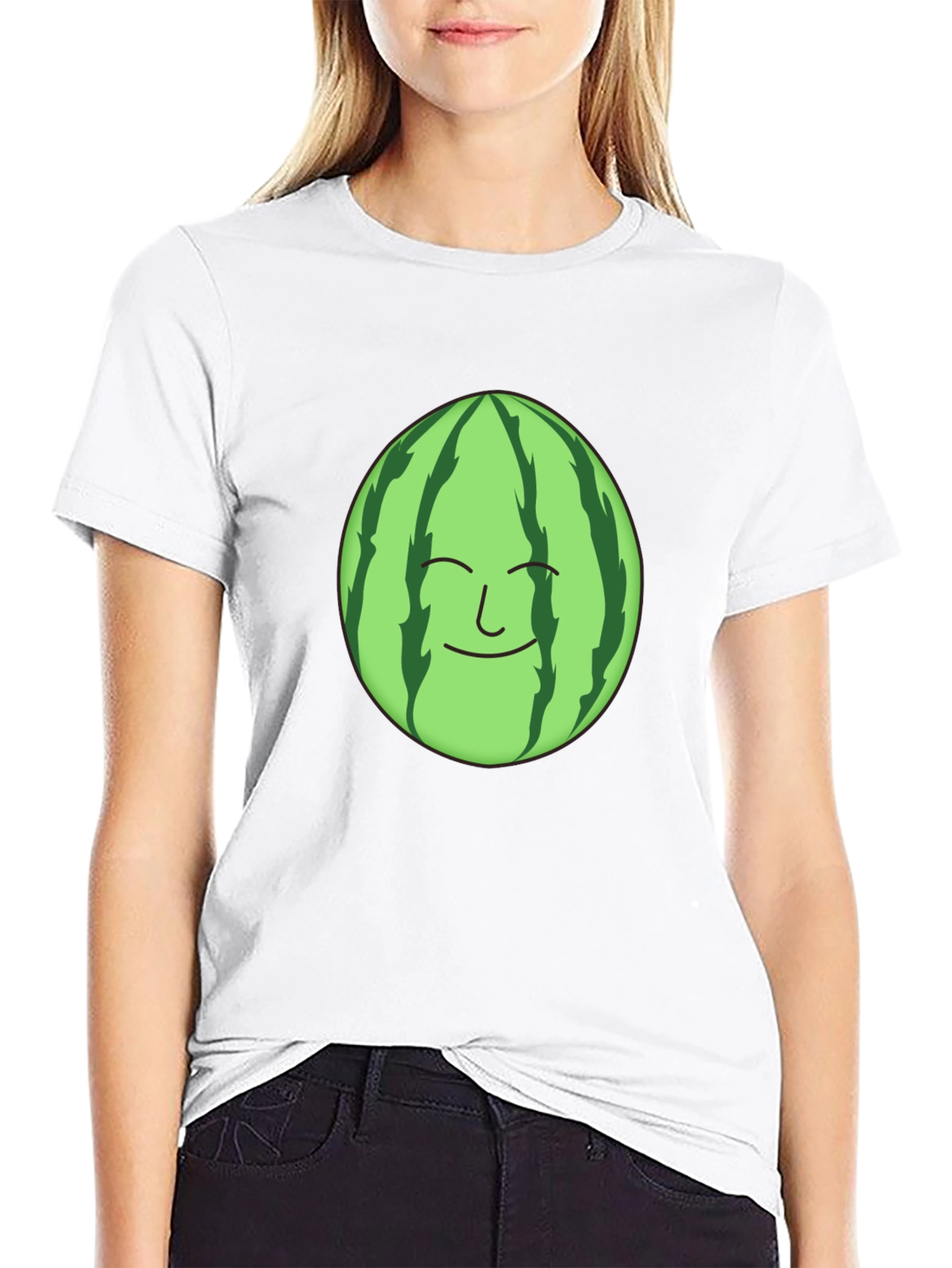 Funny Watermelon Face Graphic T-Shirt