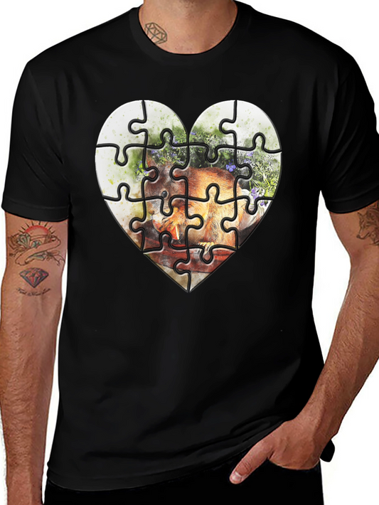 Heart Puzzle Graphic Tee - Unique Design