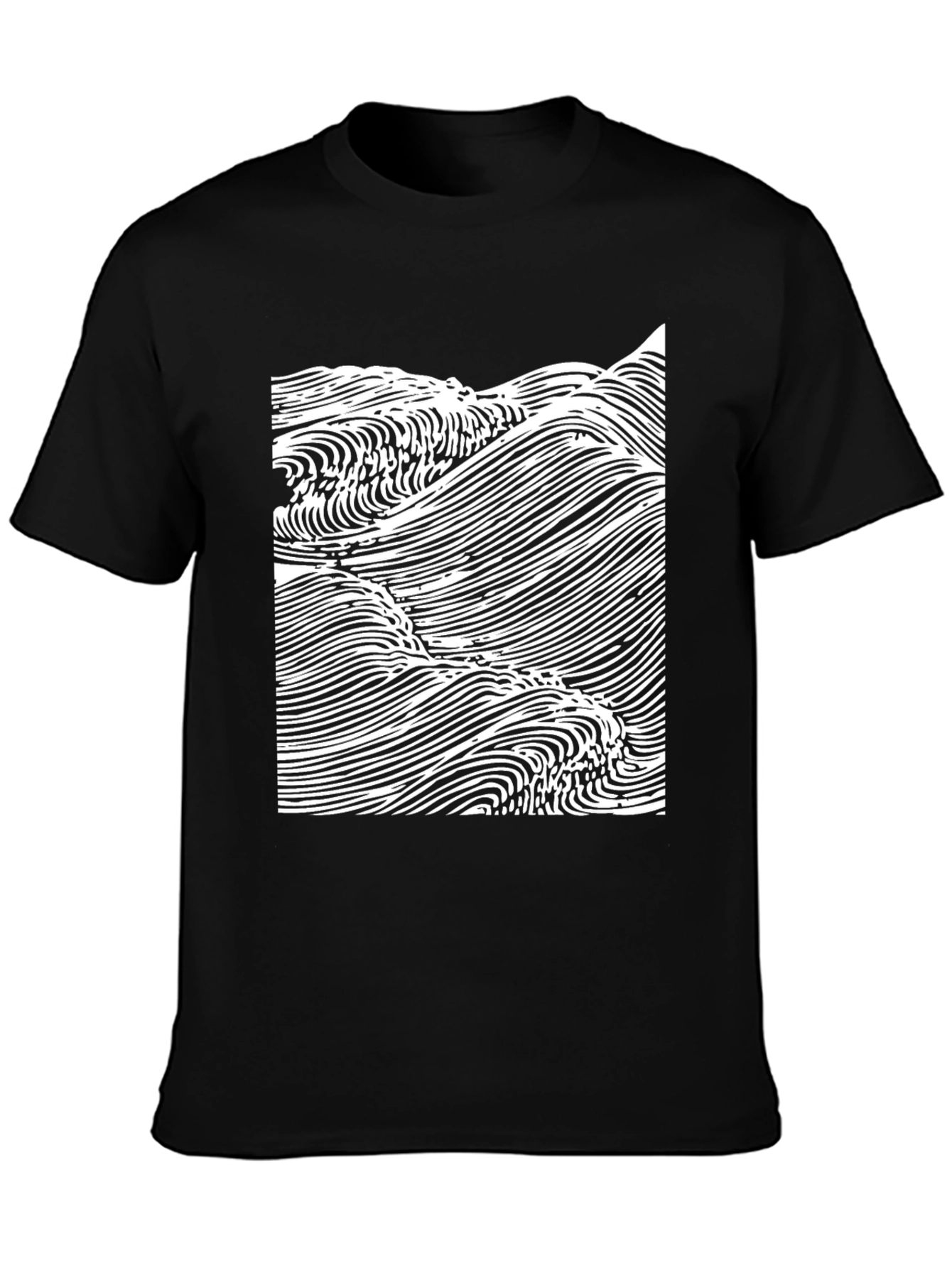 Abstract Wave Graphic Tee - Black