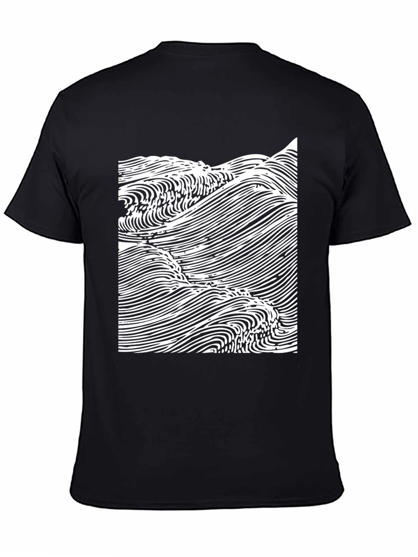 Abstract Wave Graphic Tee - Black