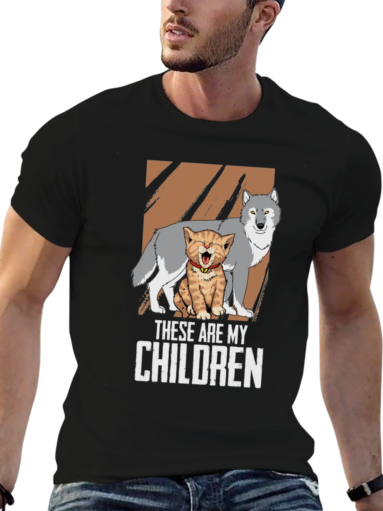 These Are My Children T-Shirt Wolf and Kitten Design