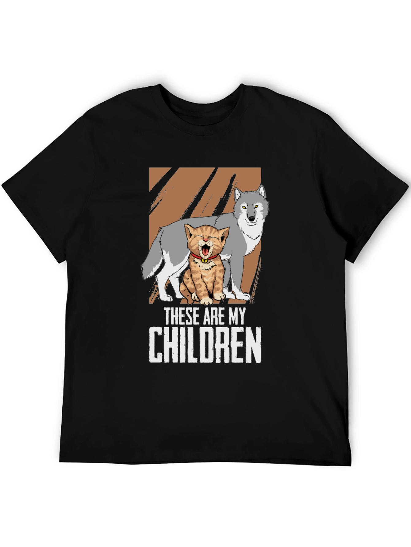These Are My Children T-Shirt Wolf and Kitten Design